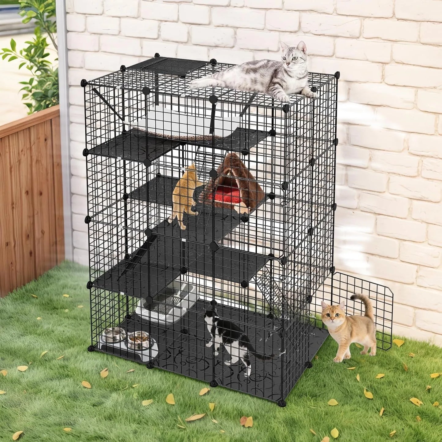4 Tier Cat Cage Indoor Playpen With Hammock For Cats