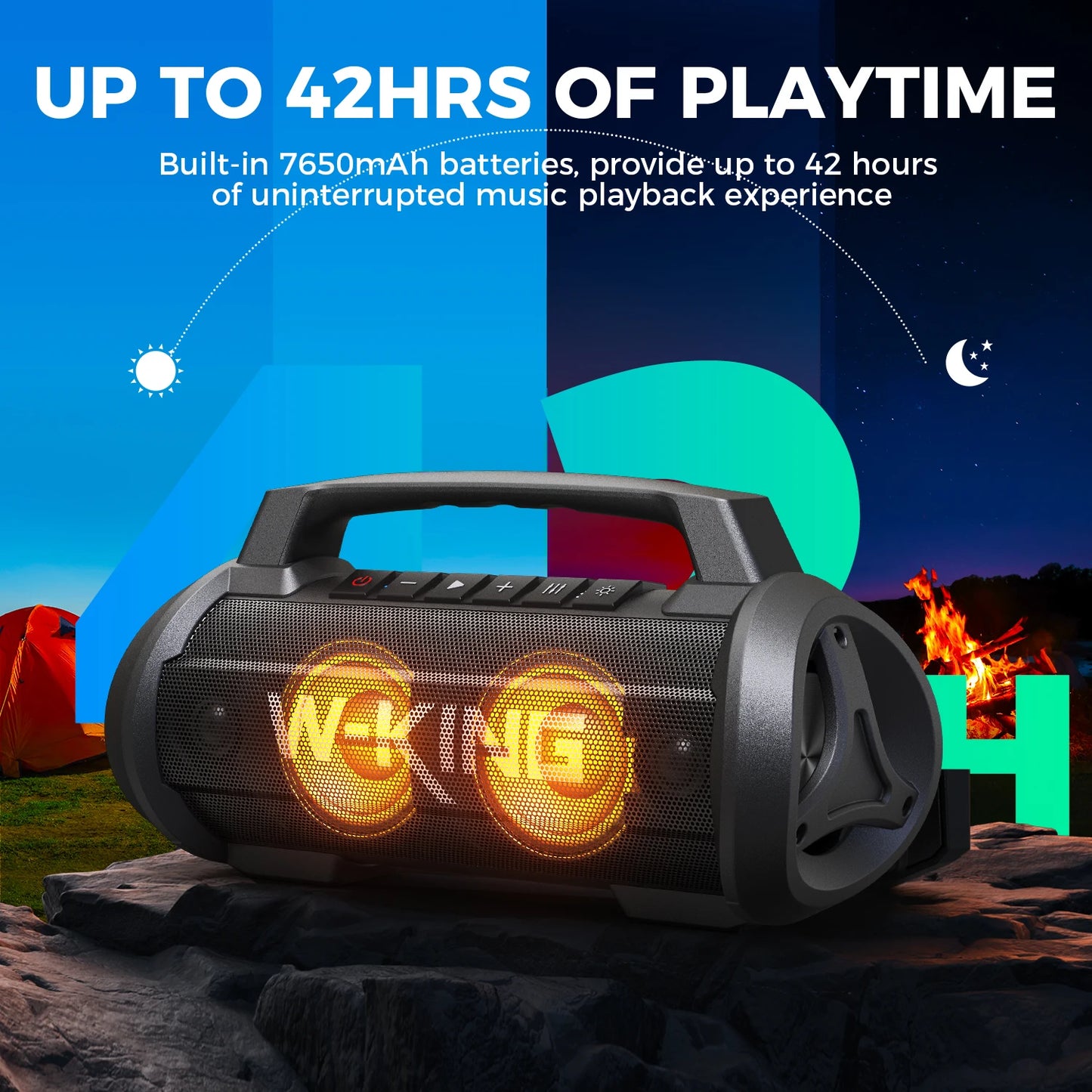 W-King 70W RMS Portable Bluetooth Speaker With Waterproof Bass Boost