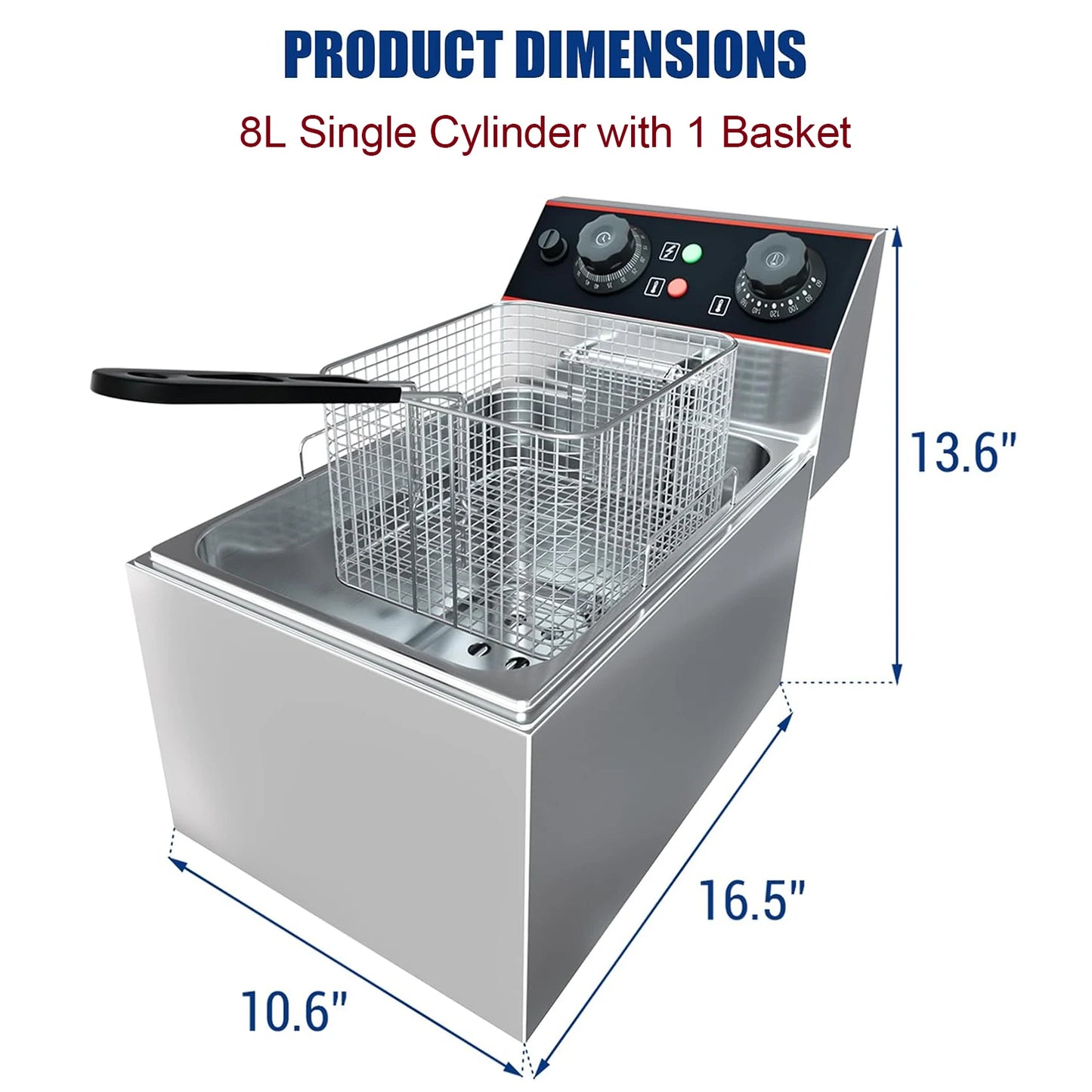 Acekool Commercial Electric Deep Fryer With Stainless Steel Baskets