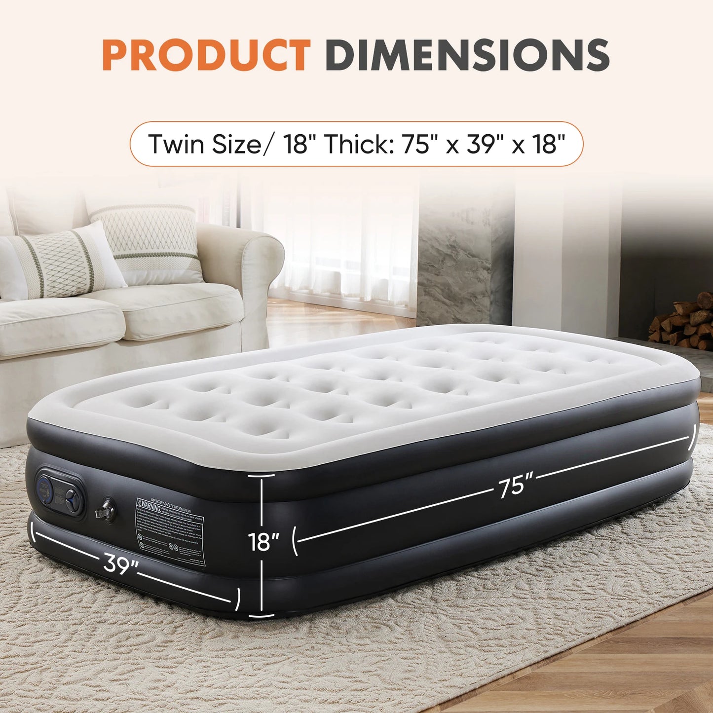 Inflatable Air Mattress Featuring Memory Foam And Built In Auto Pump