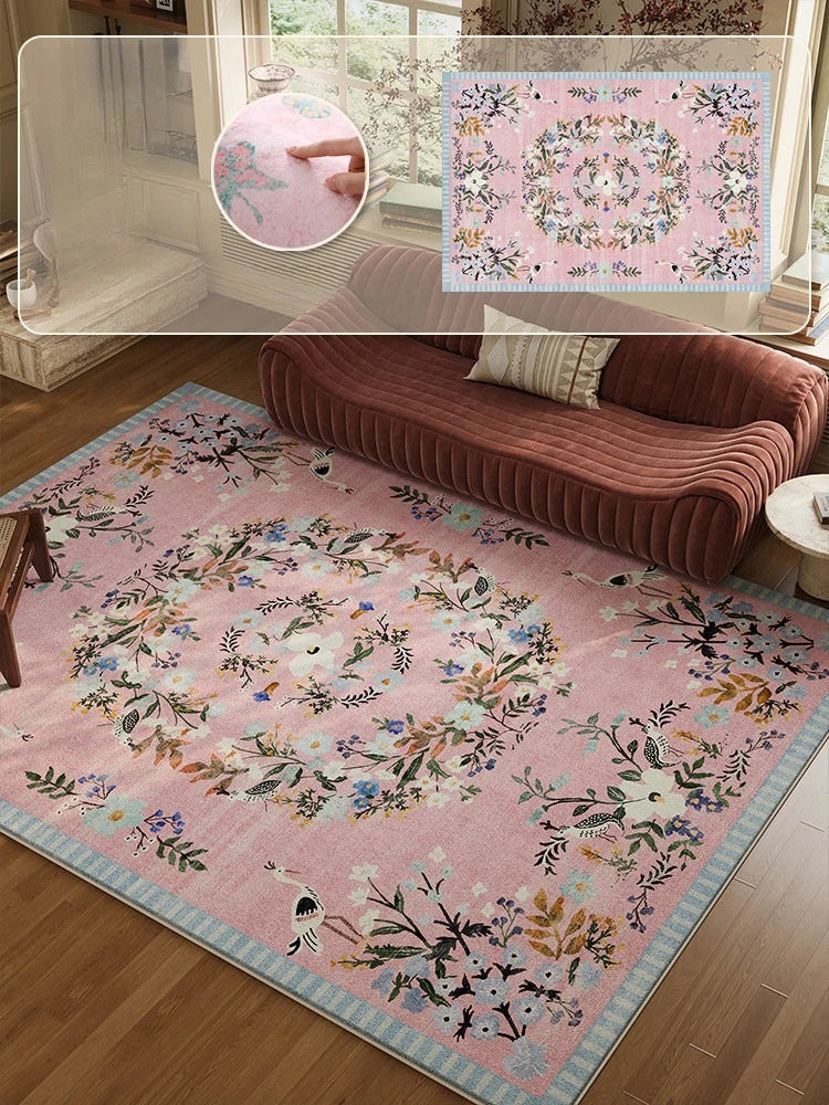 French Style Plush Floral Pattern Area Rug For Living Room Decor
