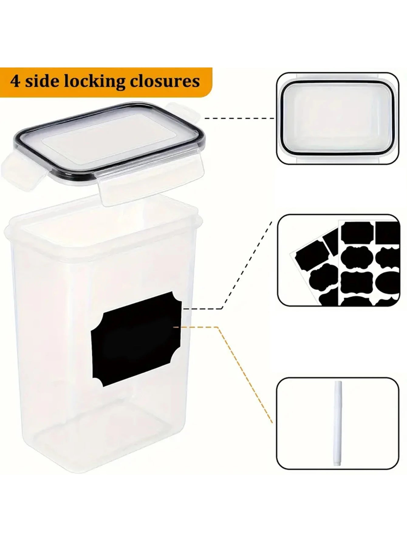24Piece Airtight Food Storage Containers With Labels For Flour Coffee