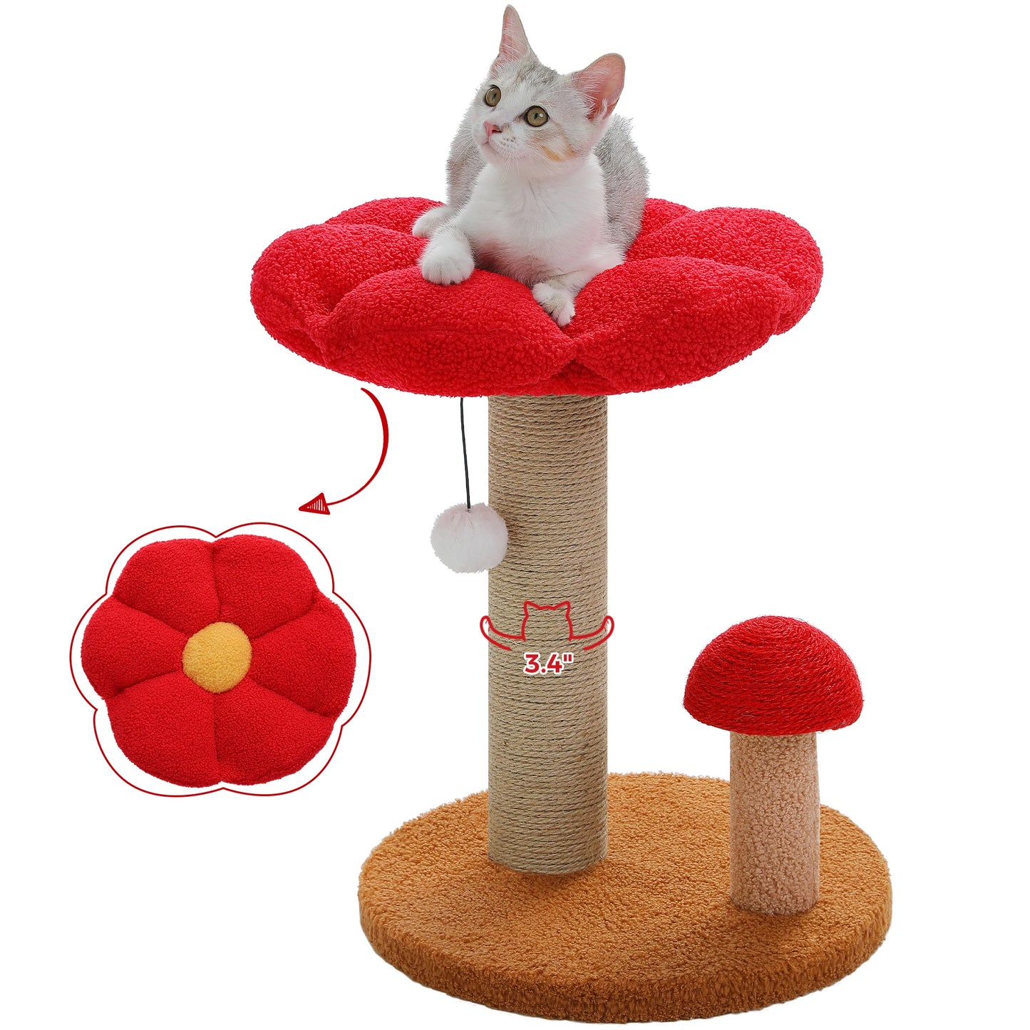 PAWZ Road Cat Scratching Post With Flower Bed Toy Ball