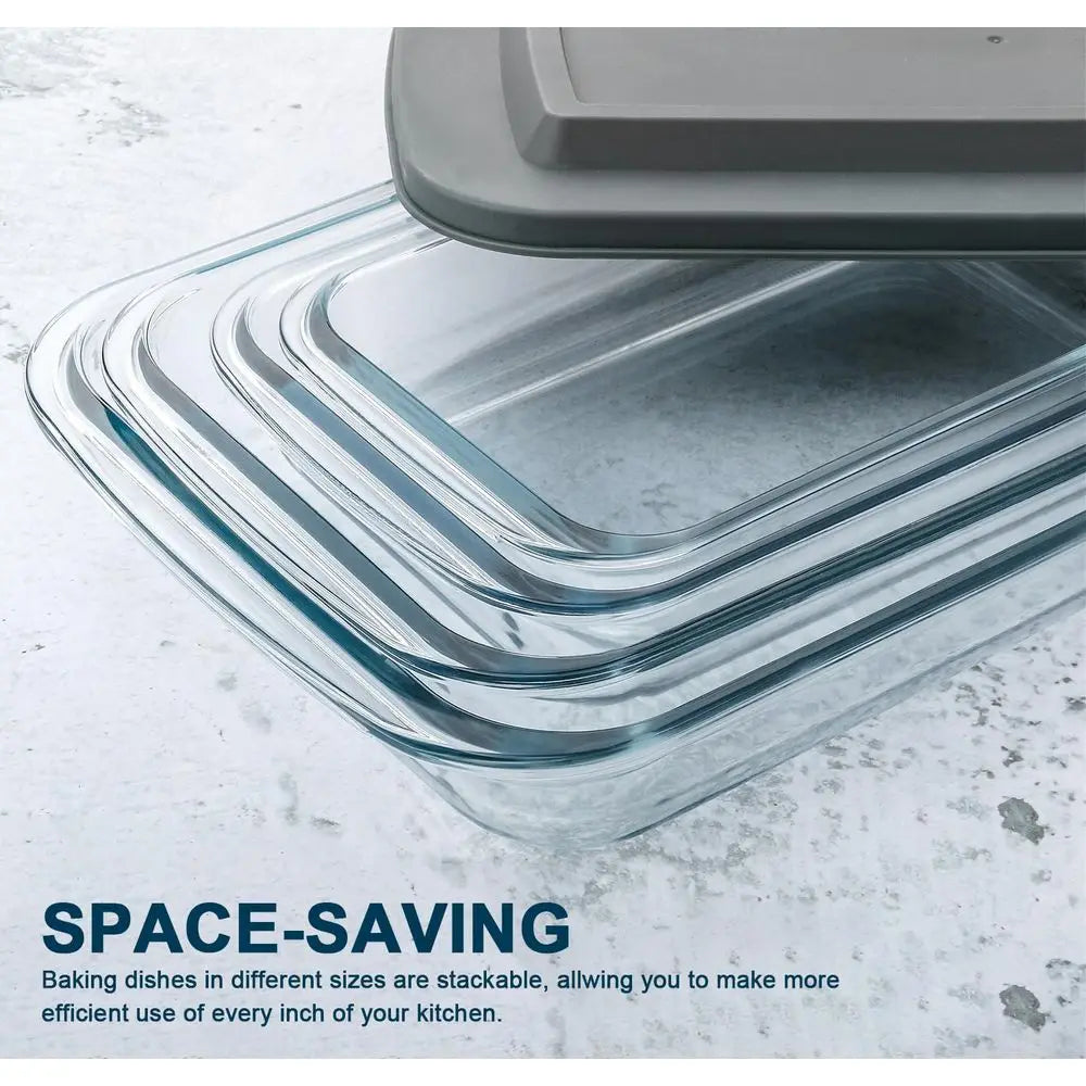 Rectangular Glass Bakeware Set With Lids For Lasagna