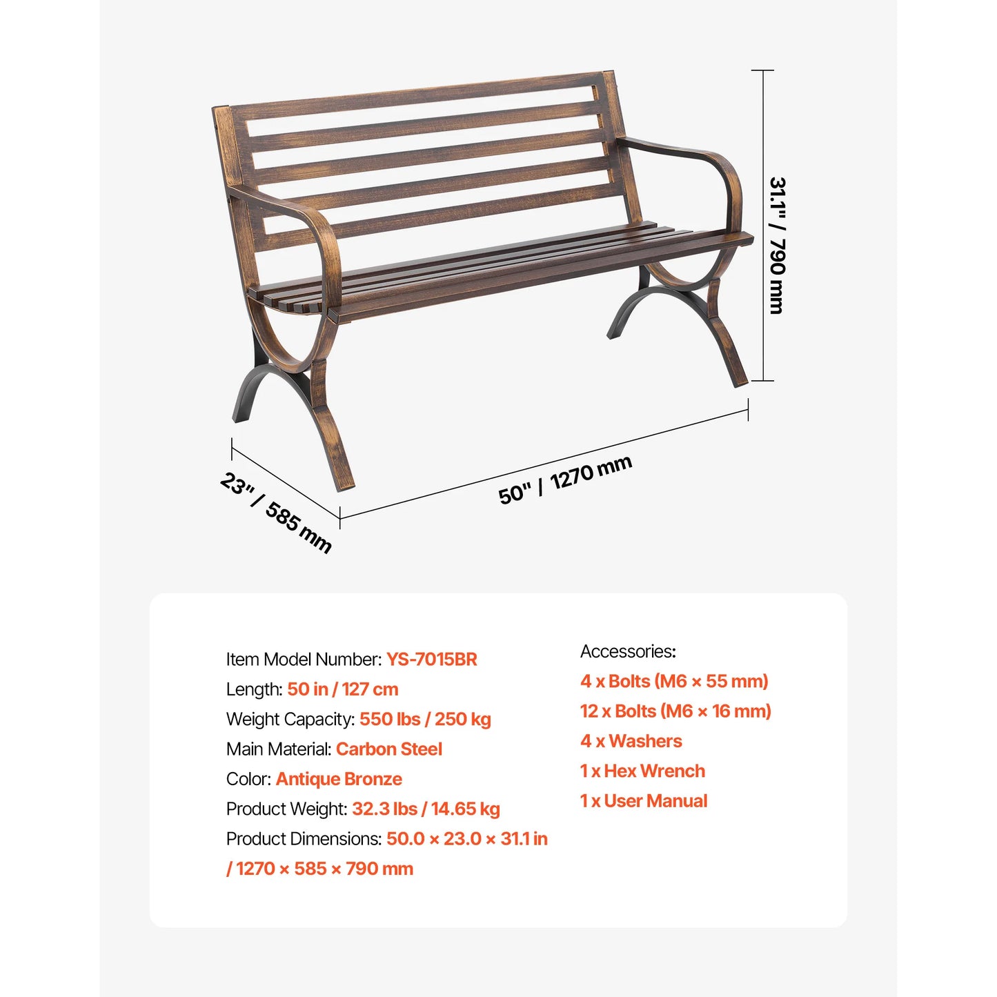 SucceBuy Durable Modern Wooden Outdoor Garden Bench