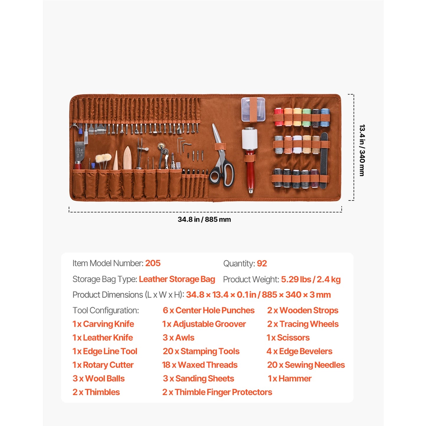 SucceBuy Professional Leather Working Tools Kit With Storage Bag