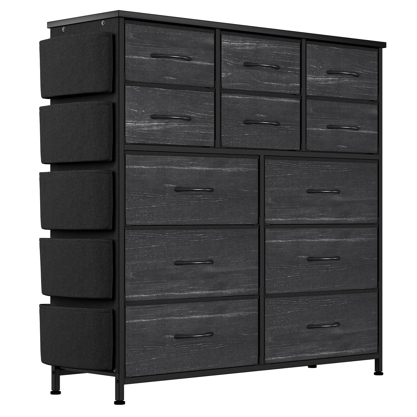 HiMiss 12 Drawer Bedroom Dresser With Metal Frame Top