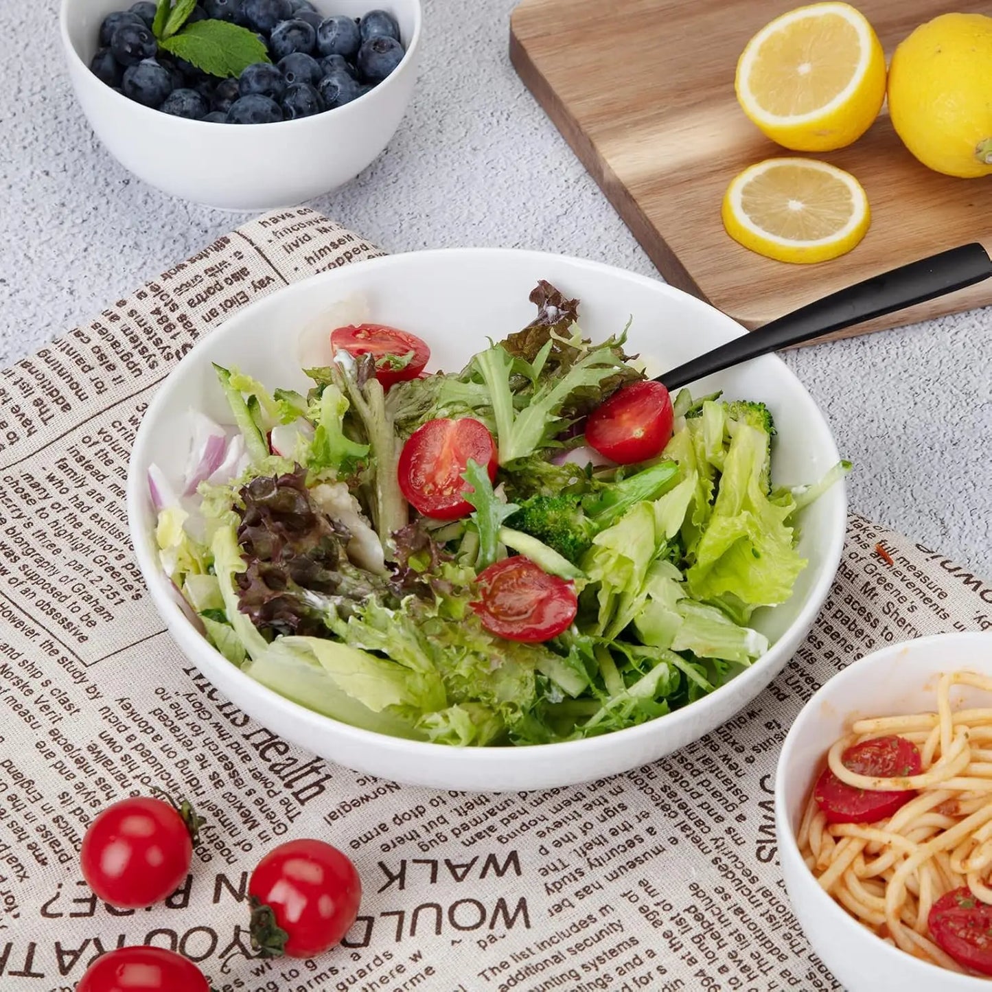 Porcelain Pasta Bowls Set 6 Pack Ceramic Dinnerware