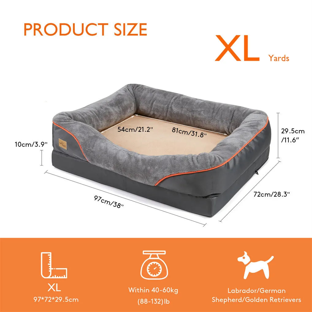 BORWART CN Orthopedic Memory Foam Dog Bed Waterproof Removable Cover