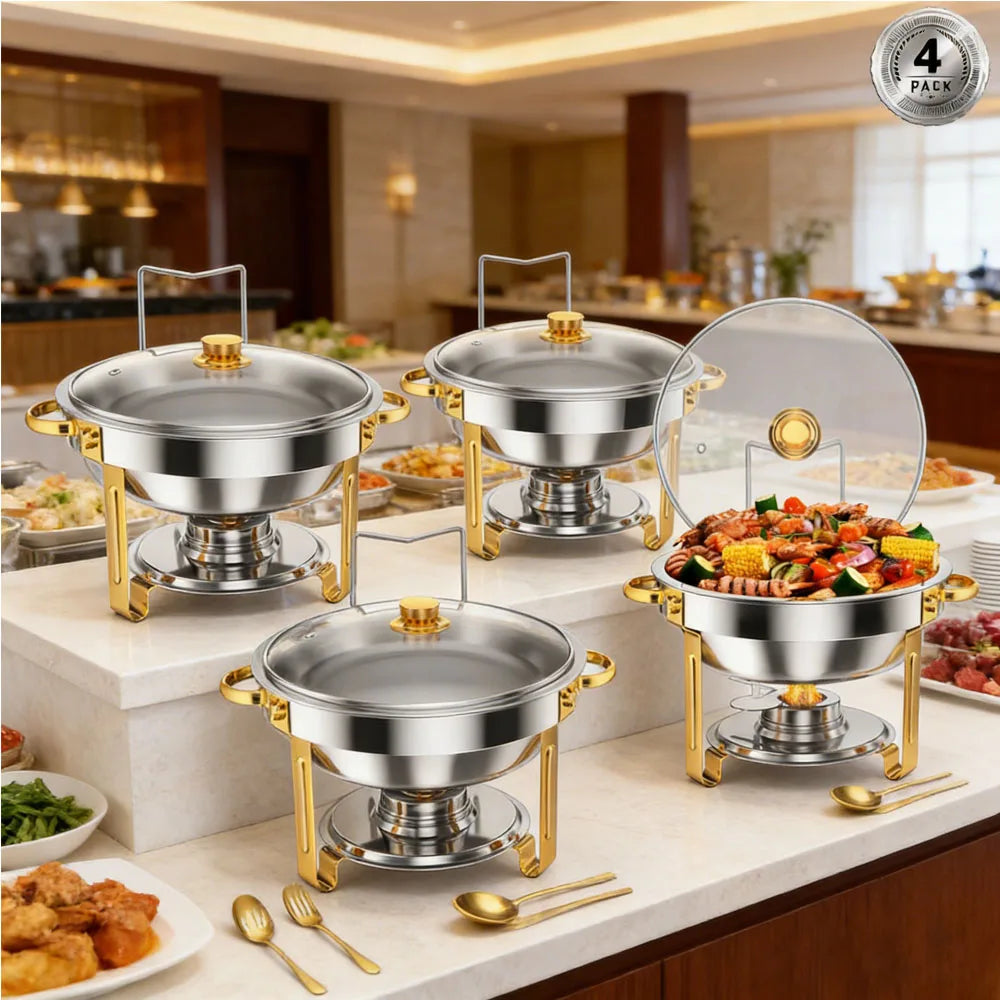HiMISS Stainless Steel Chafing Dish Buffet Set With Glass Lids