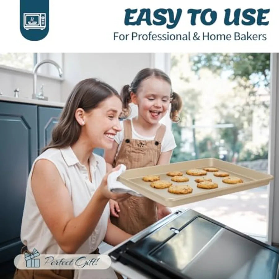 Nonstick Baking Pans Set 6 Stackable Bakeware With Cookie Sheet