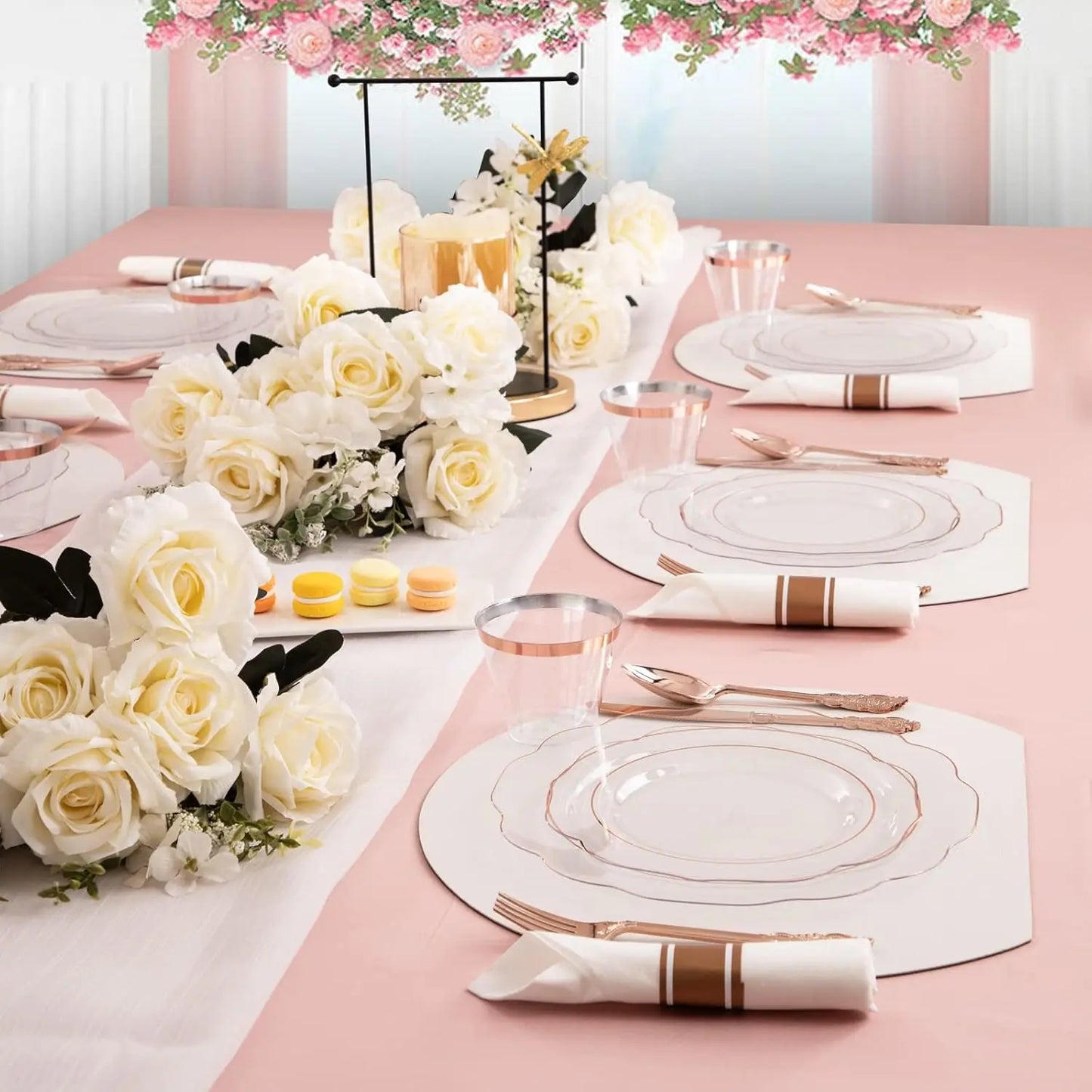 Disposable Plastic Dinnerware Set 350 Pieces Plates Cups Napkins Cutlery