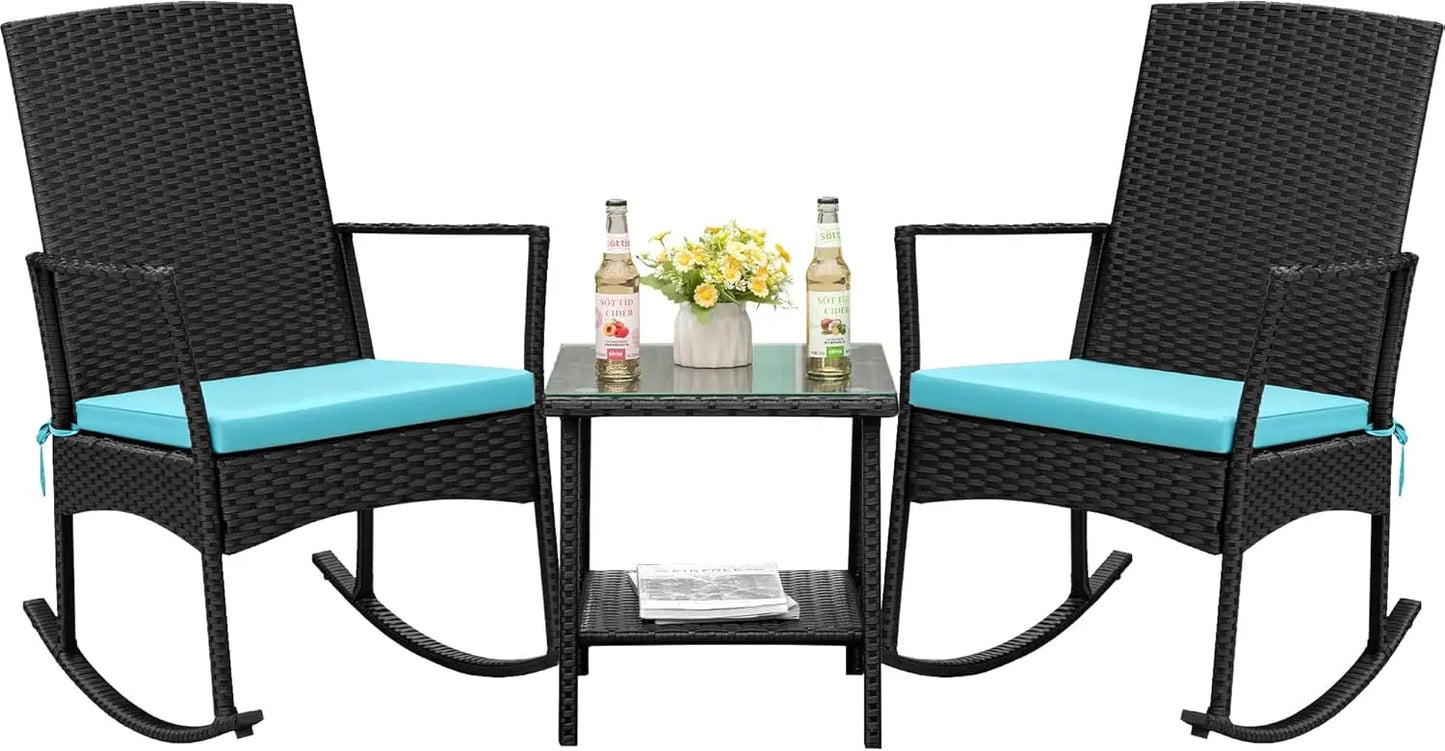 Flamaker Outdoor PE Rattan Rocking Chair With High Back Patio