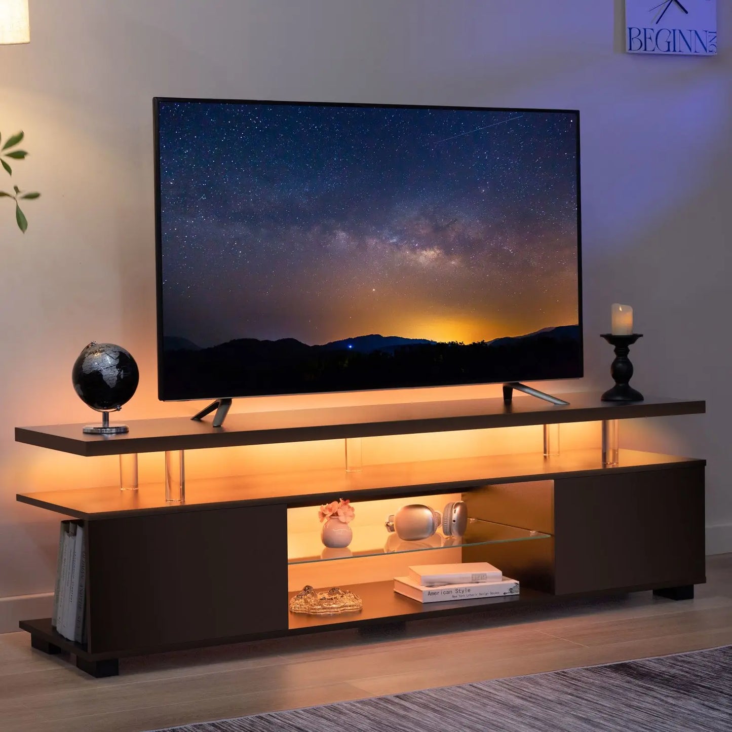 Cubehom LED TV Stand Entertainment Center With Storage