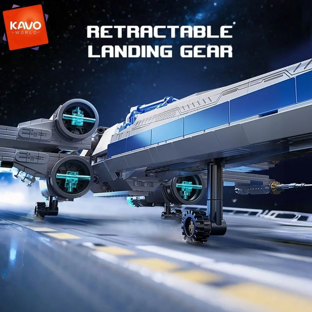 KAVOWORLD X Wing Space Fighter Building Blocks With LED Light