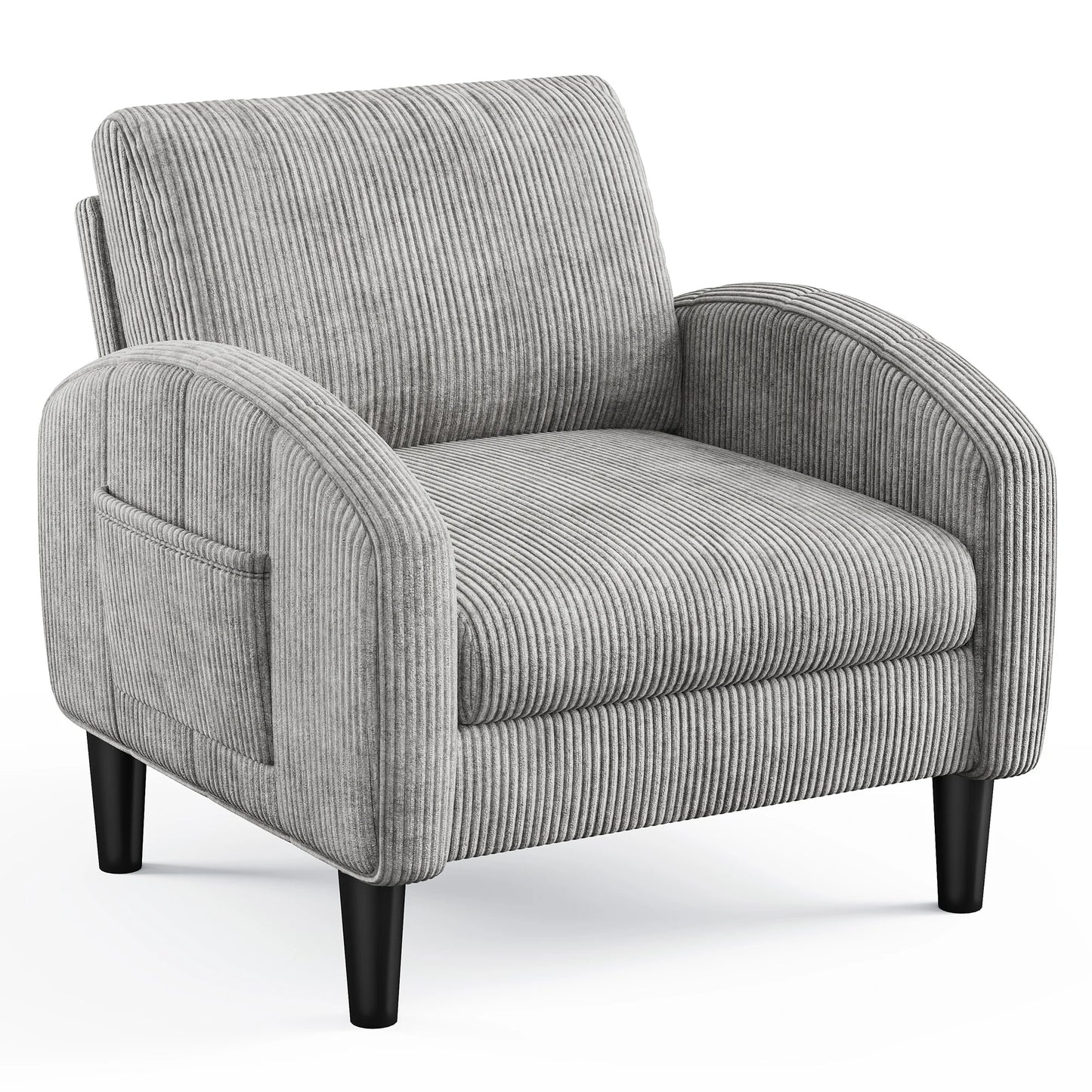 EnHomee Mid Century Modern Fabric Armchair With Side Pockets