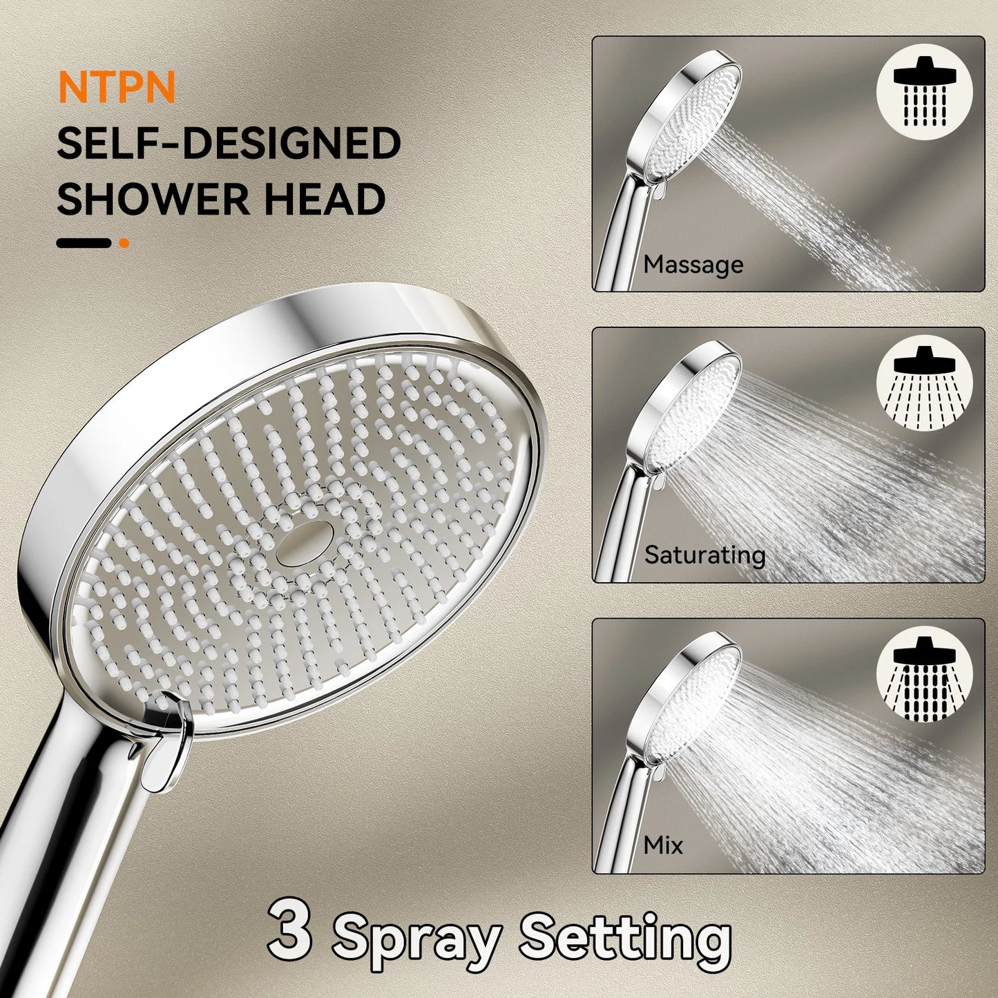 Dual Shower Heads For Couples With Handheld Shower Arm High Pressure