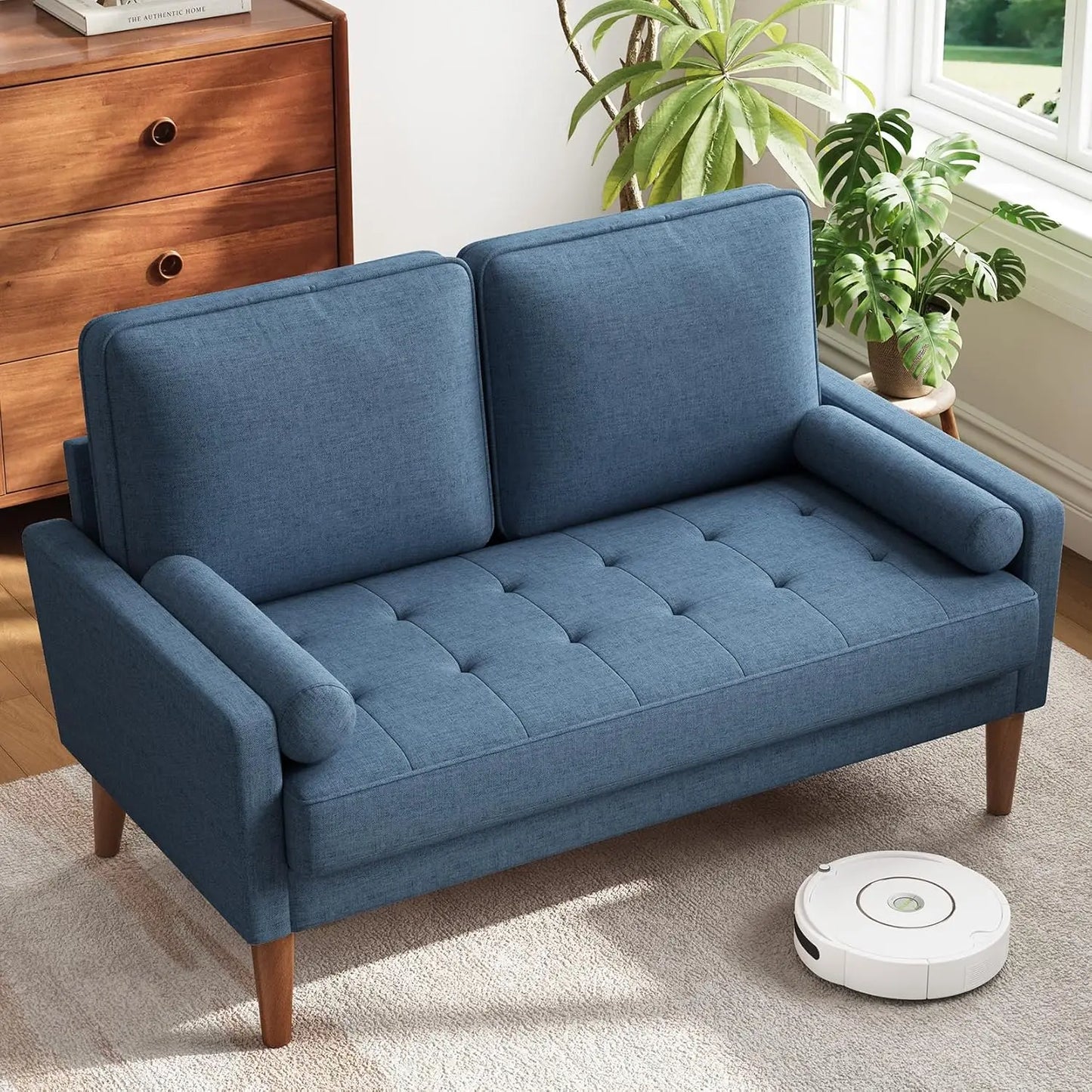 Vesgantti Mid Century Modern Loveseat Sofa With Solid Wood Legs