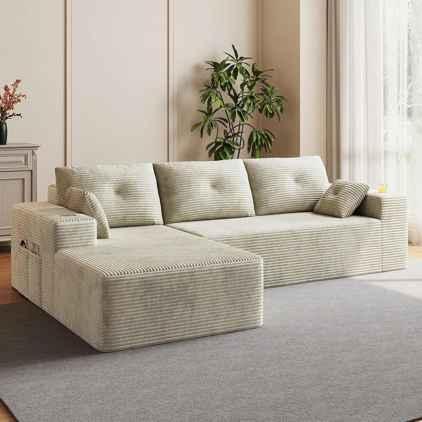 Modular L Shaped Sectional Sofa With Deep Cushions