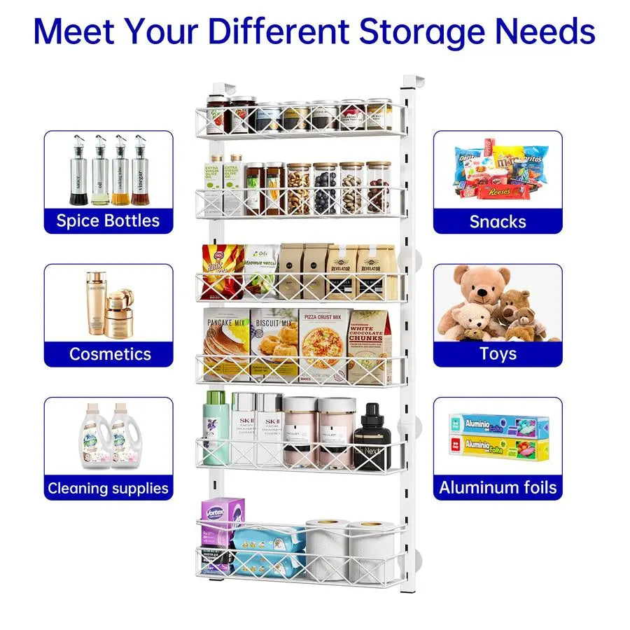 Over The Door 6-Tier Pantry Organizer With Adjustable Baskets