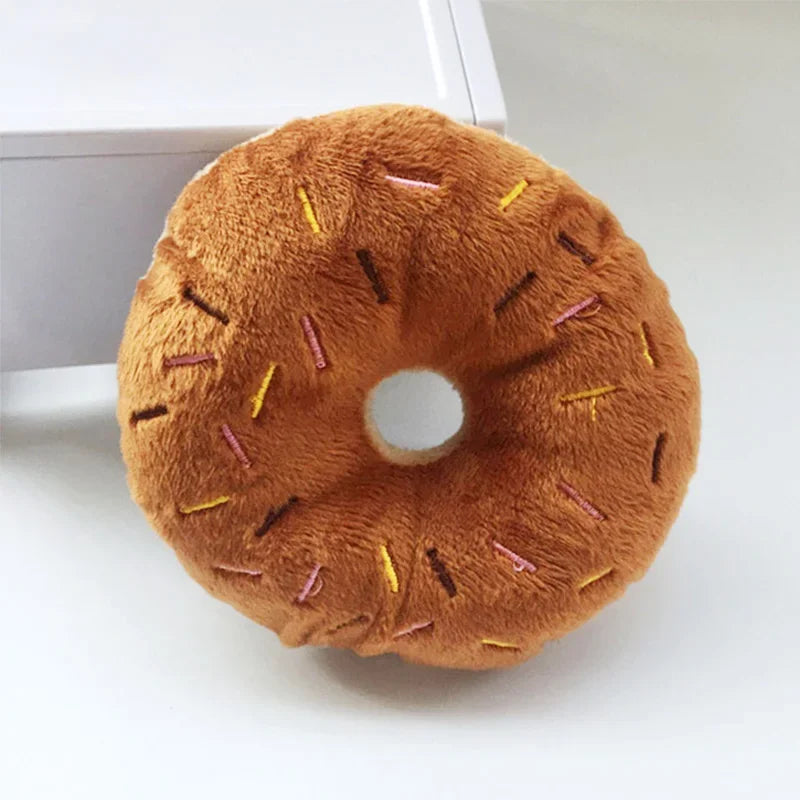 PetMundo Soft Donut Dog Toys Plush Squeaky Interactive Chew Toy