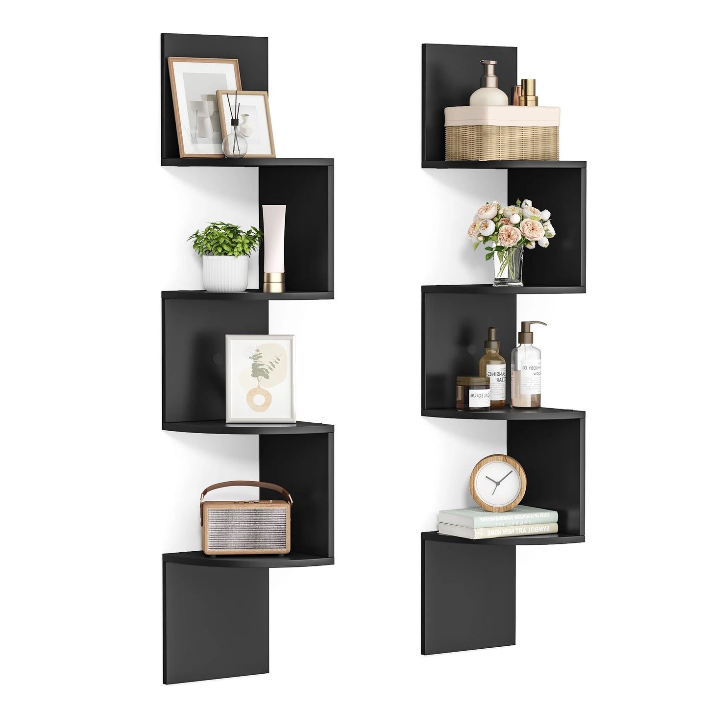 VASAGLE 4-Tier Corner Wall Shelves Set, Floating Bookshelves