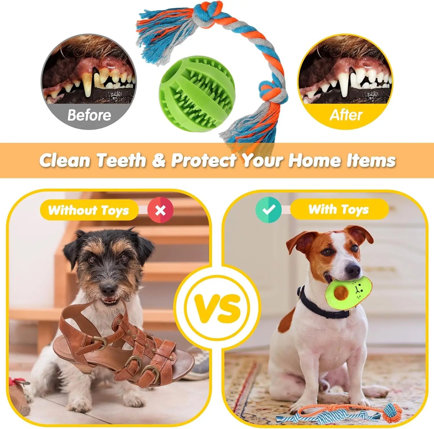 Zea Luxury Dog Chew Toys Kit With Ropes Squeaky Ball