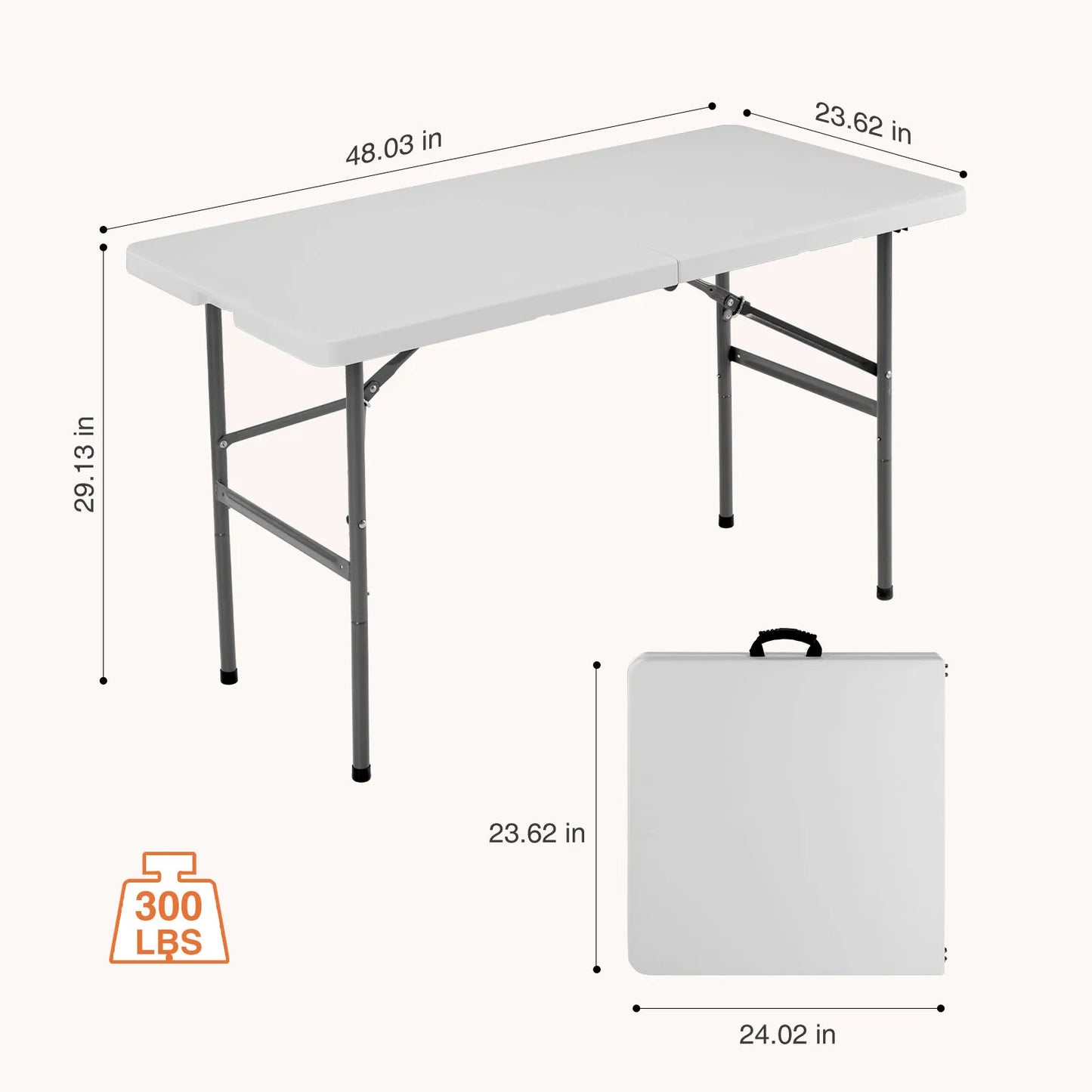 JHK Heavy Duty Portable Folding Table With Sturdy Metal Frame