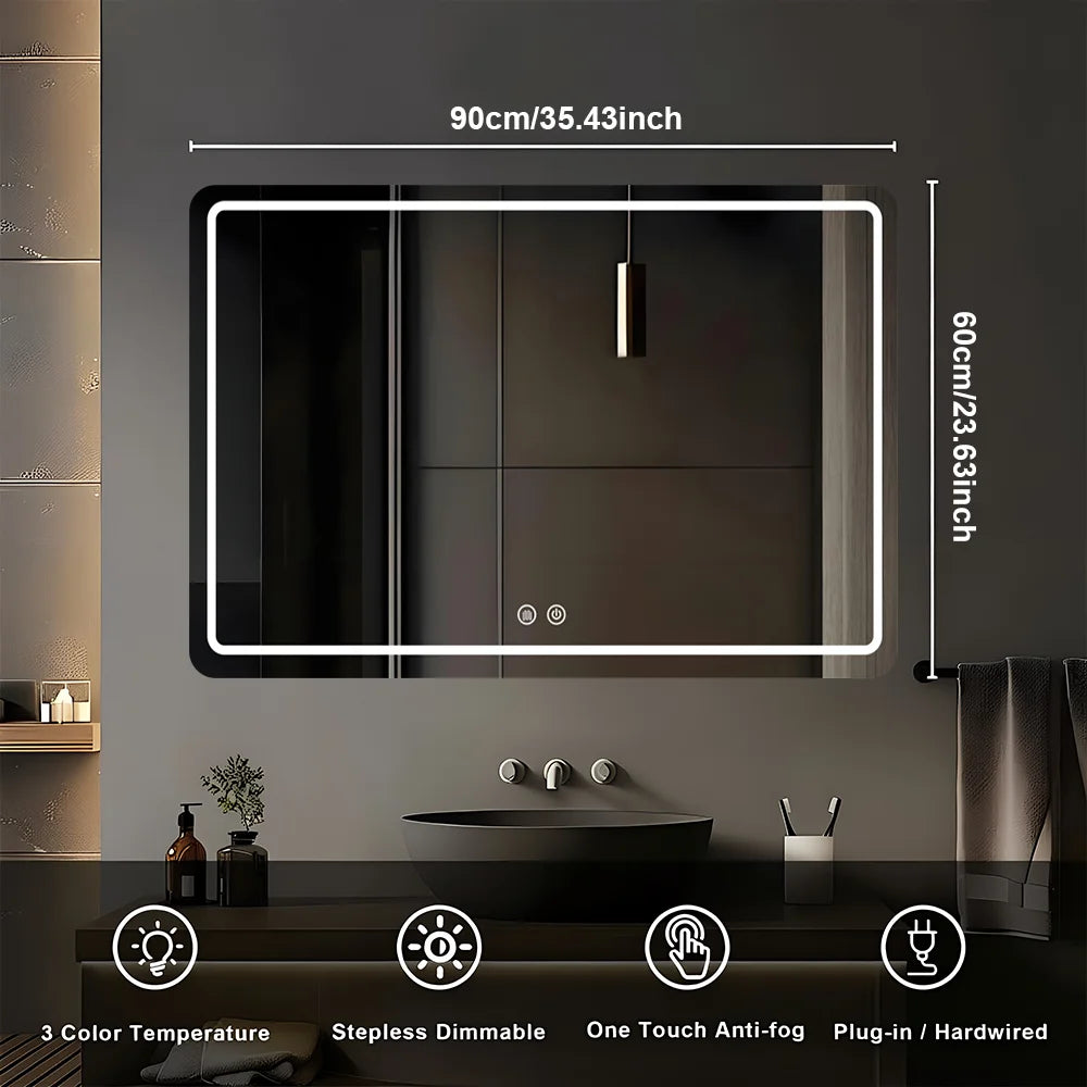 Mygiivovo Led Fogless Wall Mounted Bathroom Mirror With Backlit Demister