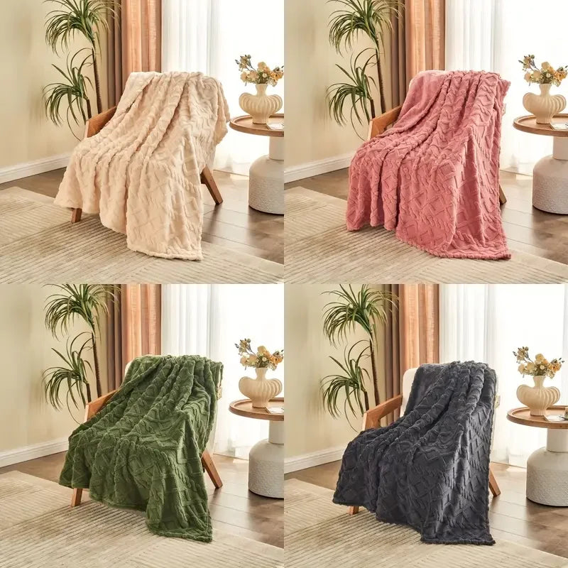 SHFY Ultra Soft 3D Plush Fleece Blanket For Cozy Warmth