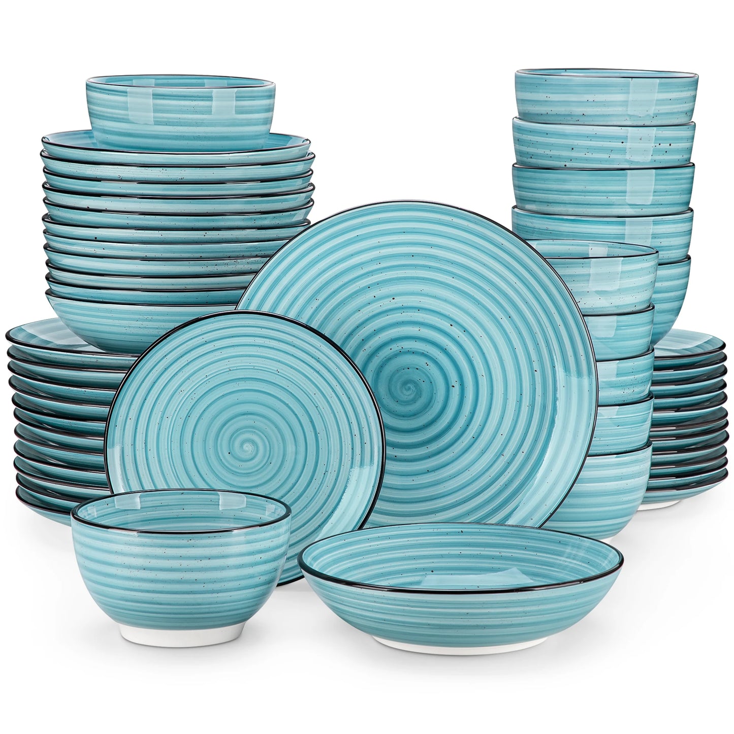 Malacasa Handpainted Spiral Ceramic Dinner Plate Set