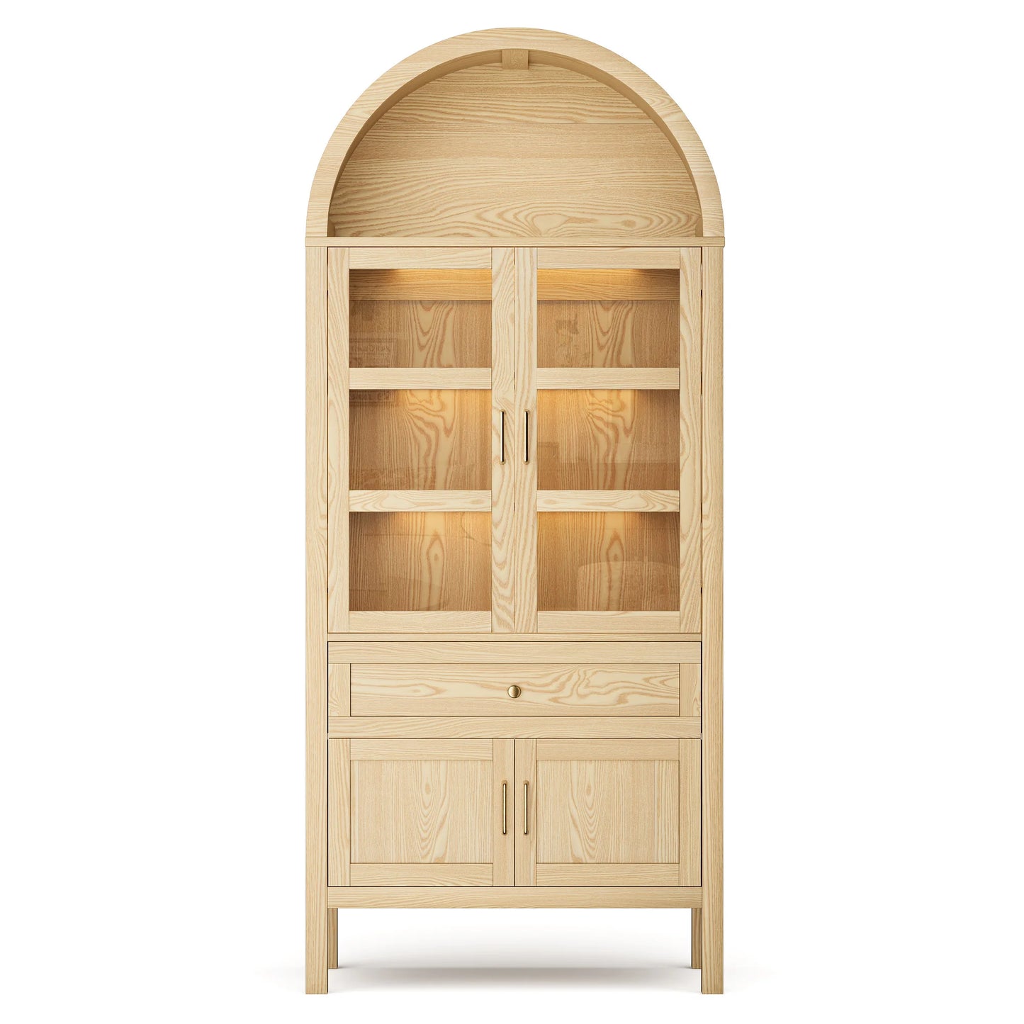 Furgle Arched Wood Storage Cabinet Bookcase With LED Lights
