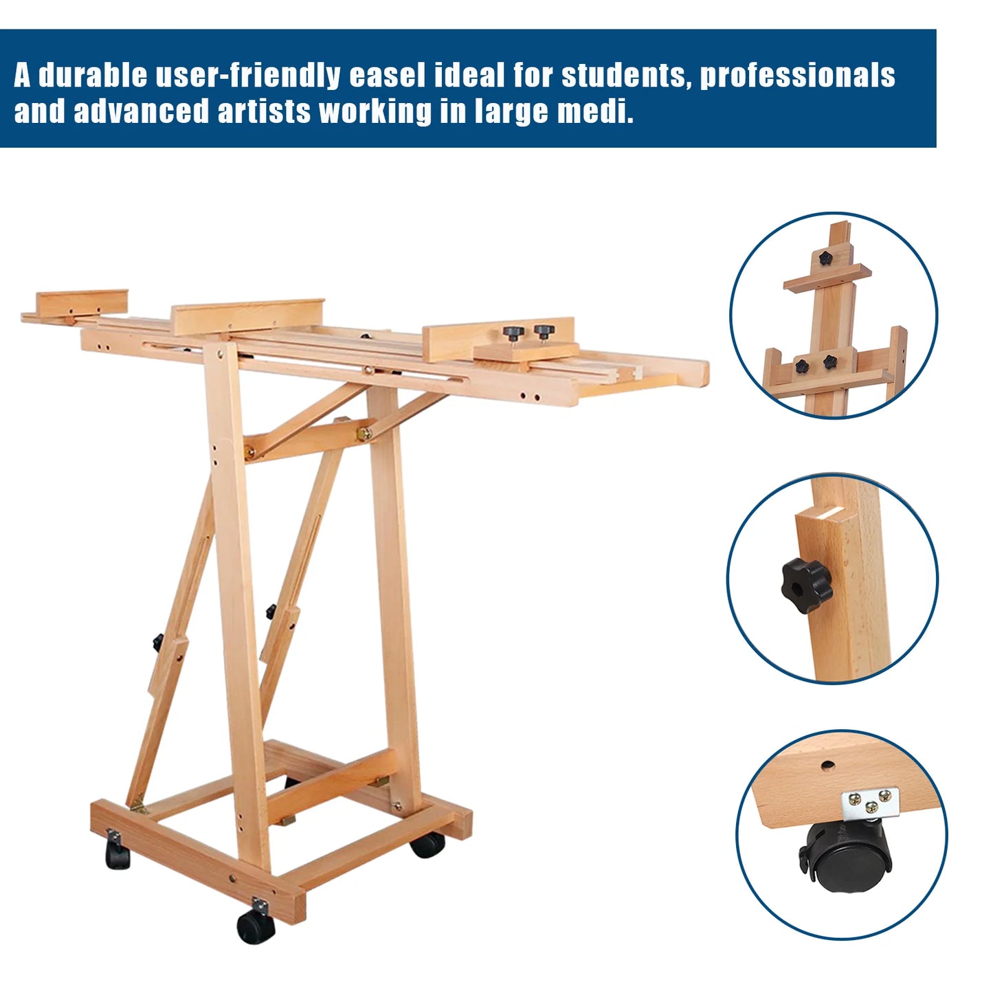 Sketch Easel Wooden Floor Stand With Adjustable Angles