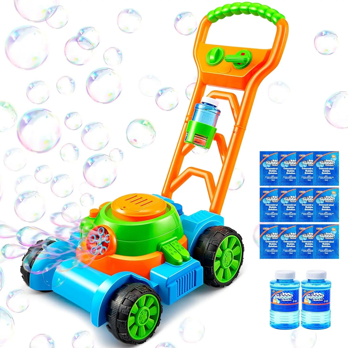 Joyfy Bubble Blower Lawn Mower Toy for Kids 3-6 Summer