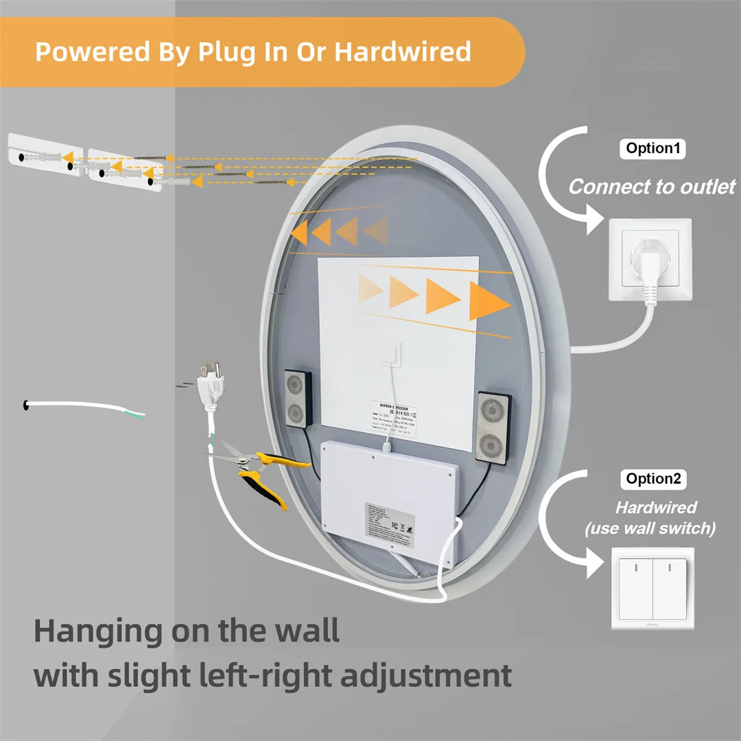 LUVODI Bluetooth LED Bathroom Mirror With Fogless Smart Memory Dimming