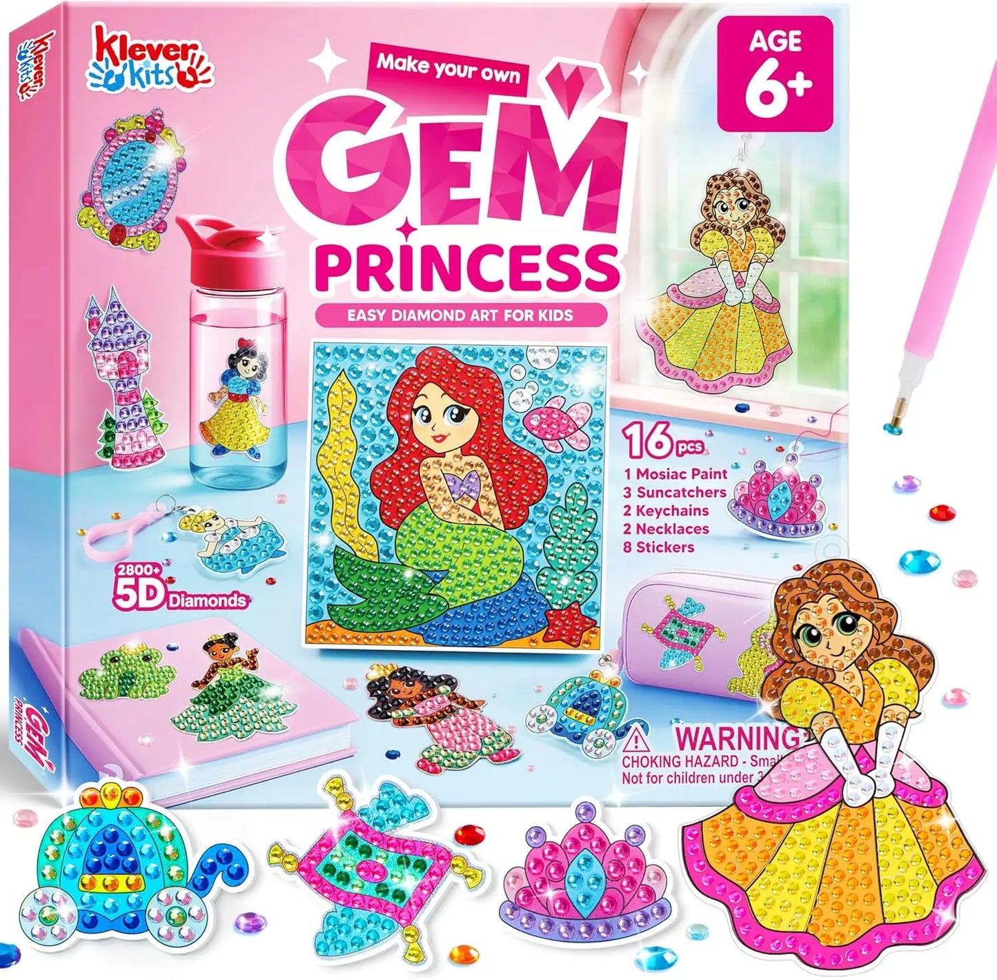 Joyfy 16 Projects Gem Painting Kit With 5D Gems For Girls 6-12