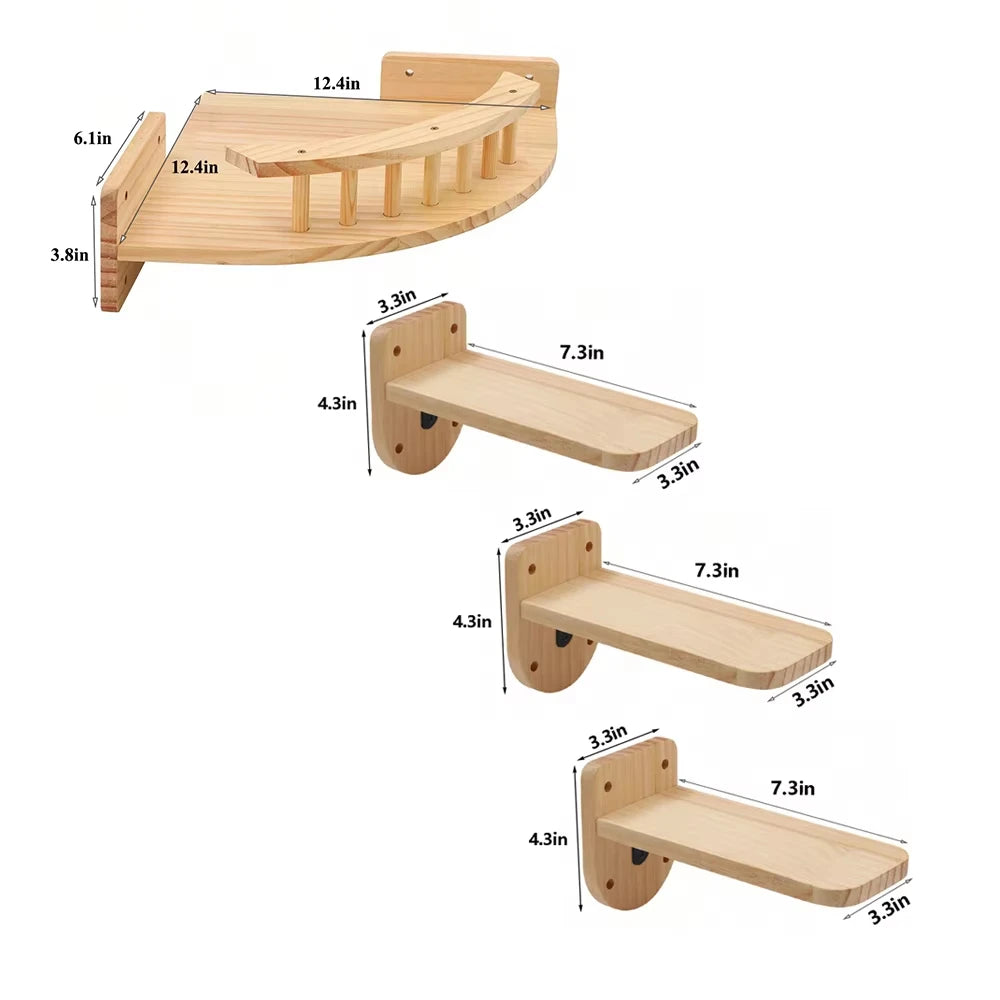 CWV Corner Cat Tree With Steps Wall Mounted Indoor Furniture