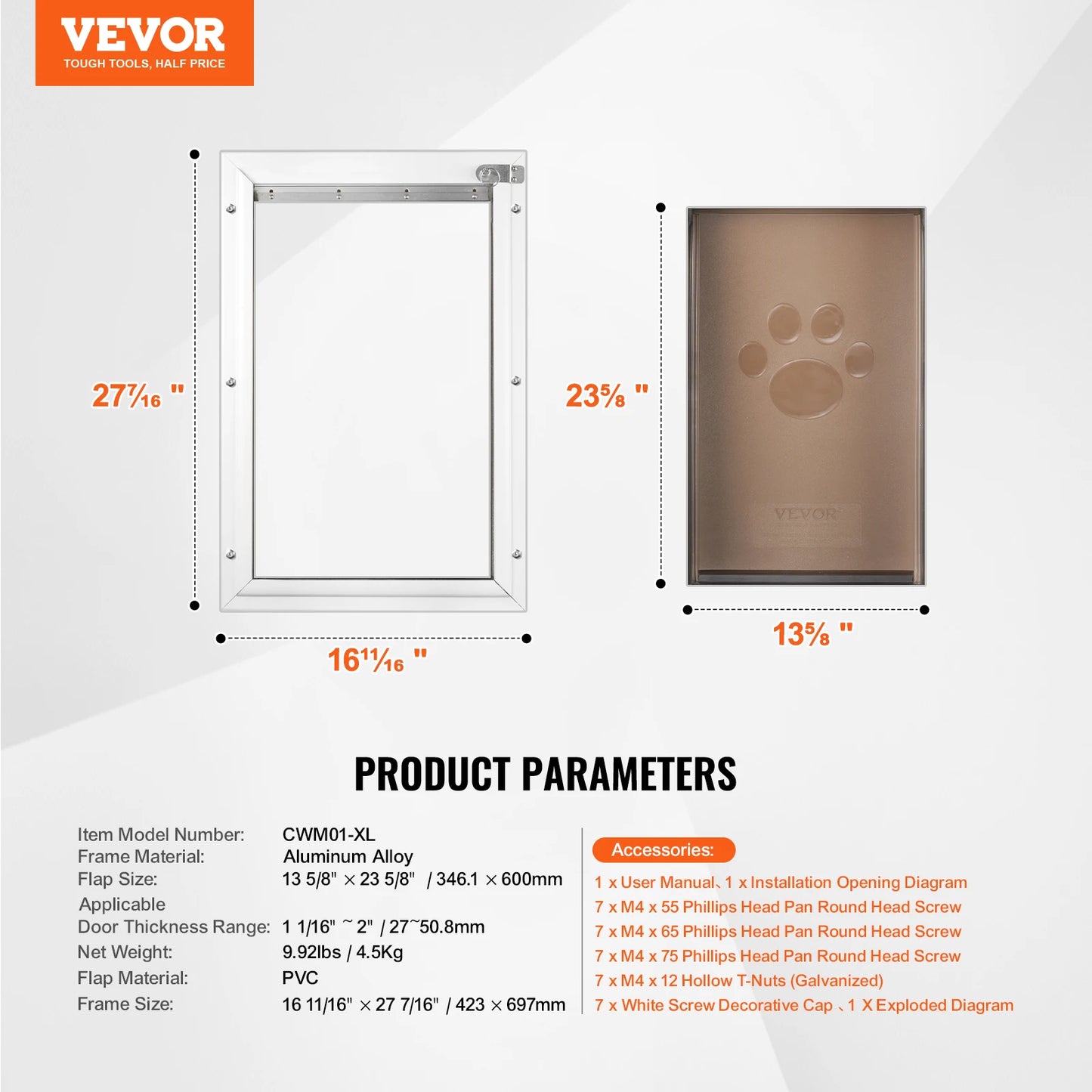 SucceBuy Aluminum Pet Door With Weatherproof Flap And Lock System