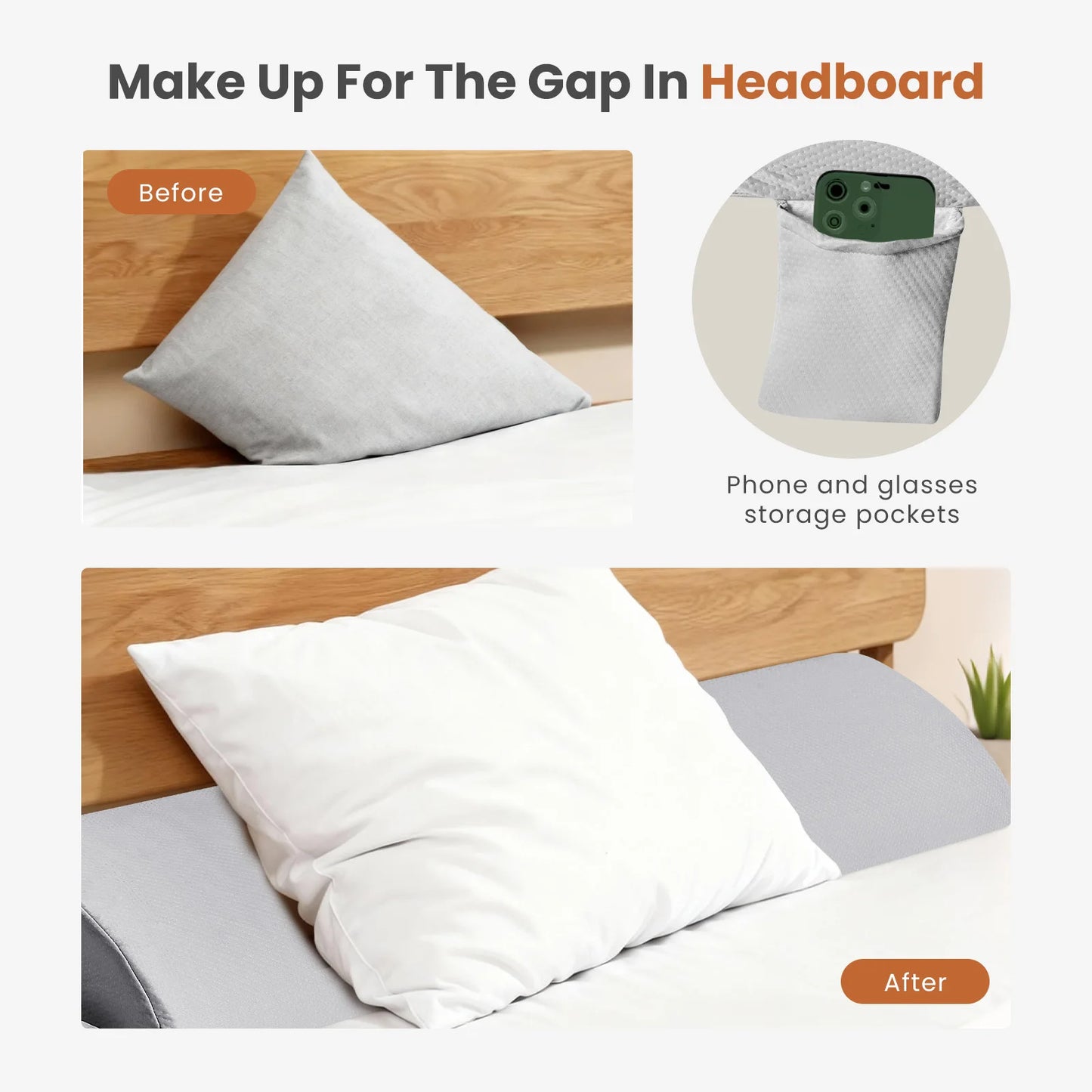 JHK Memory Foam Headboard Wedge Pillow Cooling Cover