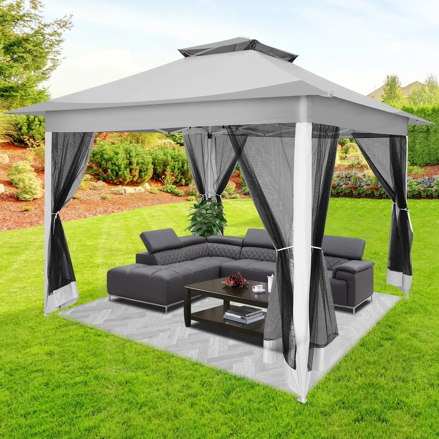 Tooluck Pop Up Gazebo With Mosquito Netting And Sidewalls