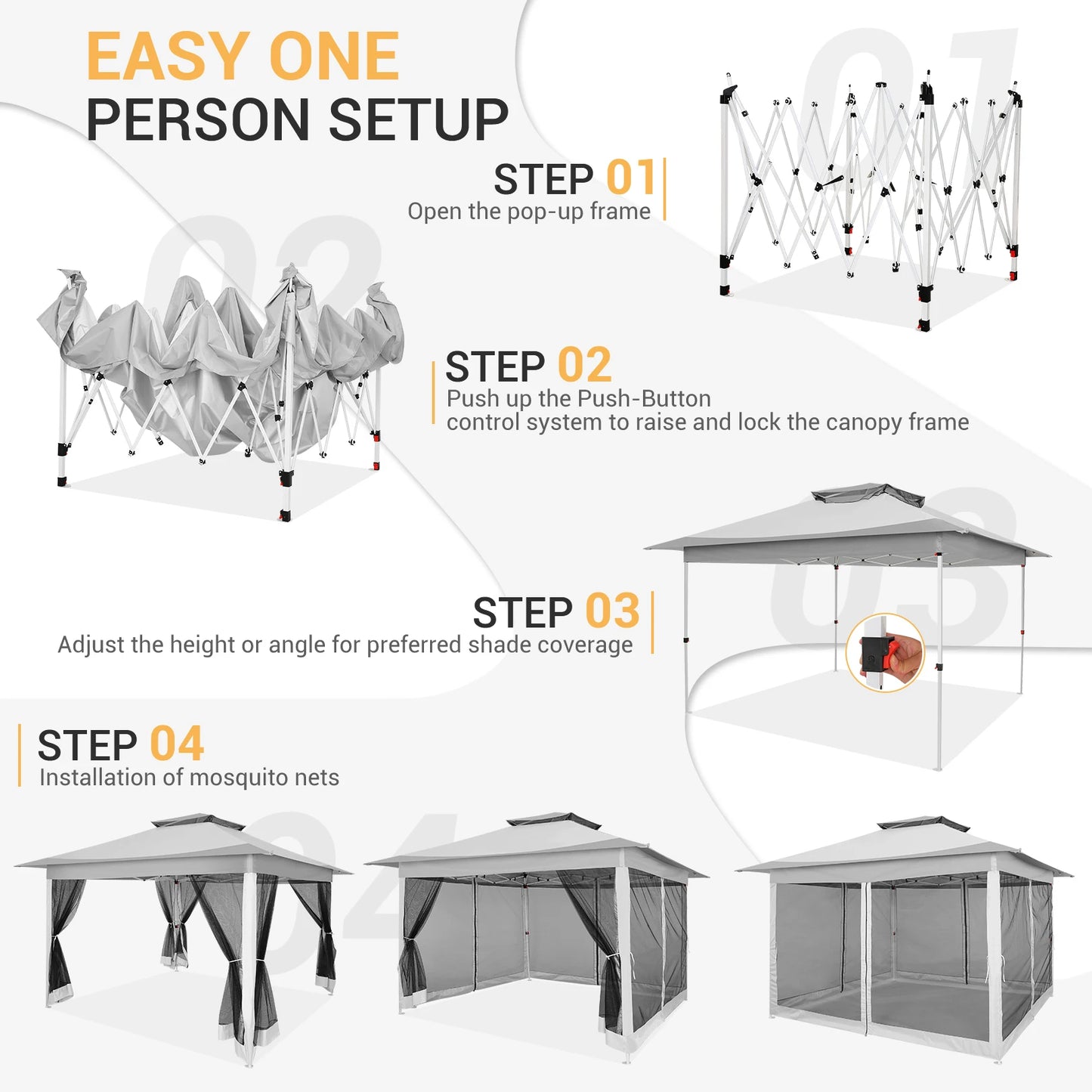 Tooluck Pop Up Gazebo With Mosquito Netting And Sidewalls