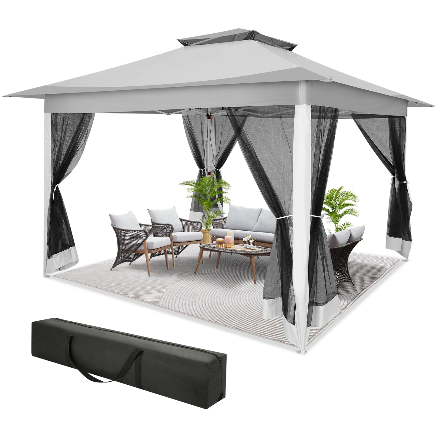 Tooluck Pop Up Gazebo With Mosquito Netting And Sidewalls