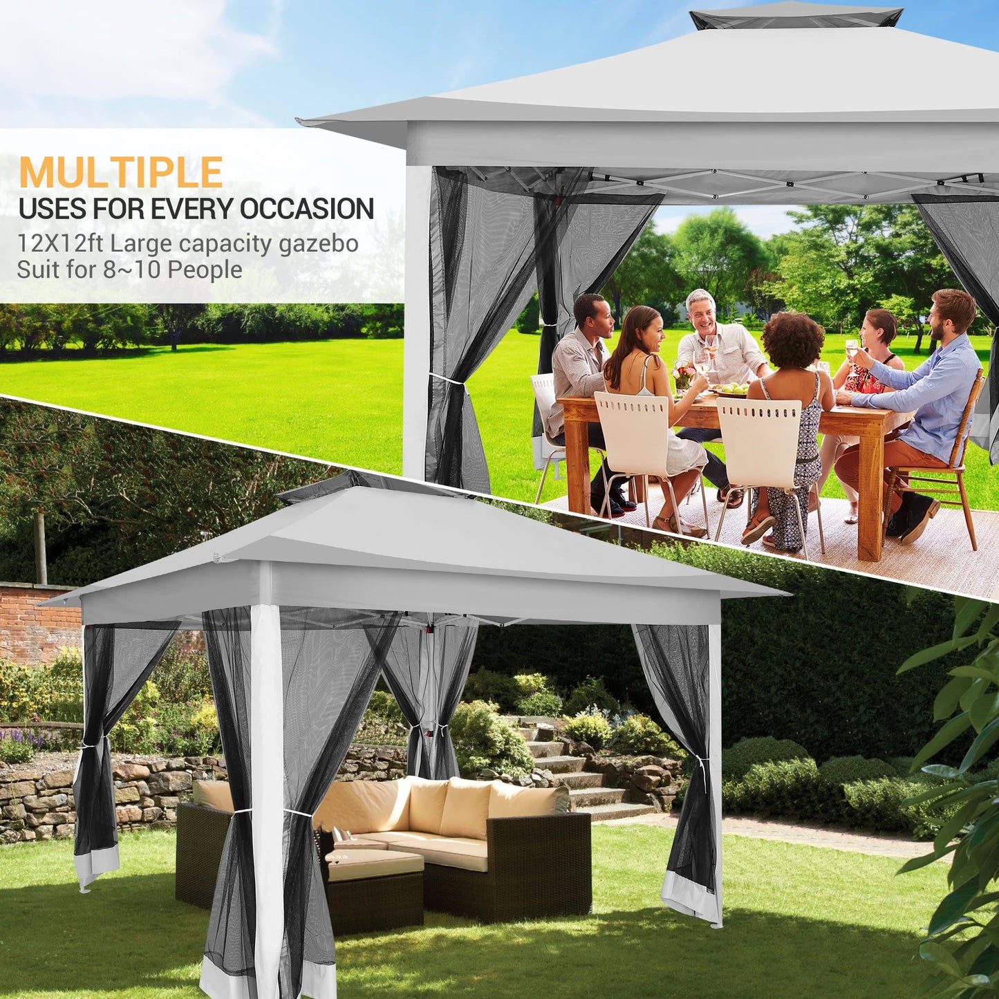 Tooluck Pop Up Gazebo With Mosquito Netting And Sidewalls
