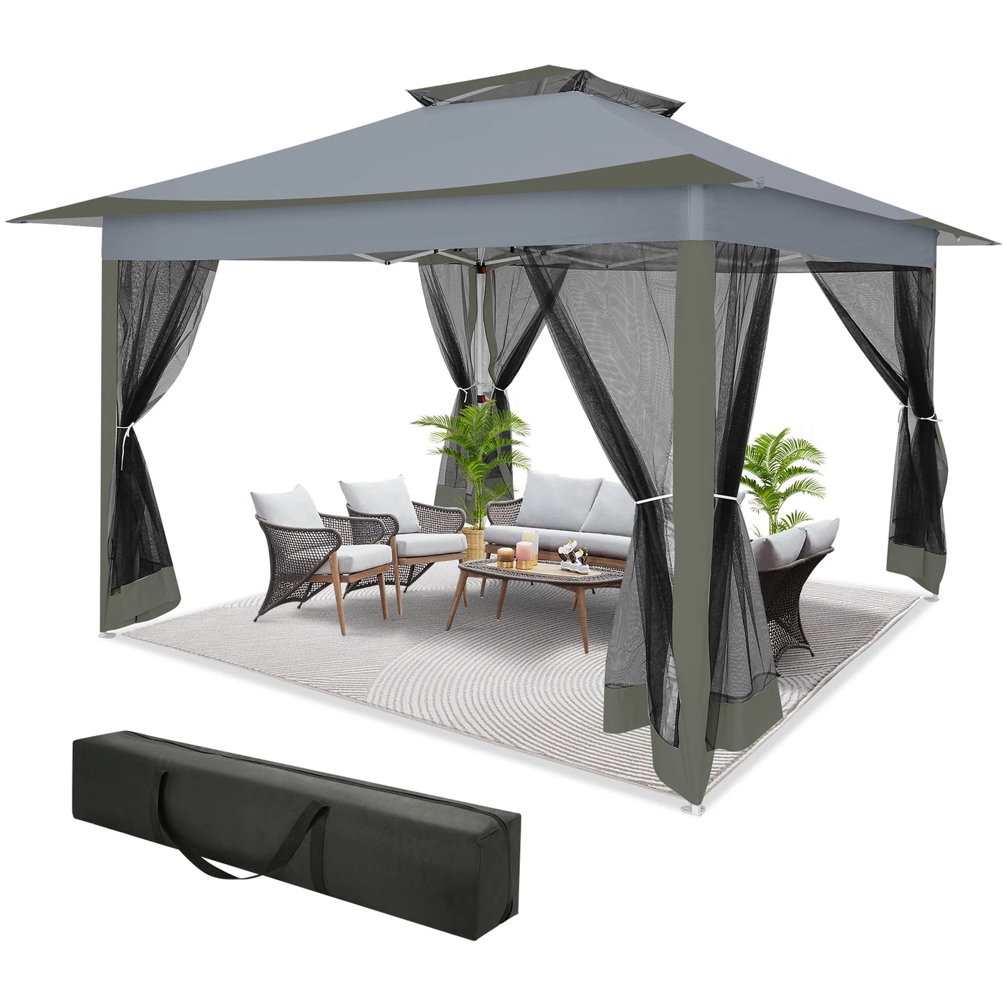 Tooluck Pop Up Gazebo With Mosquito Netting And Sidewalls