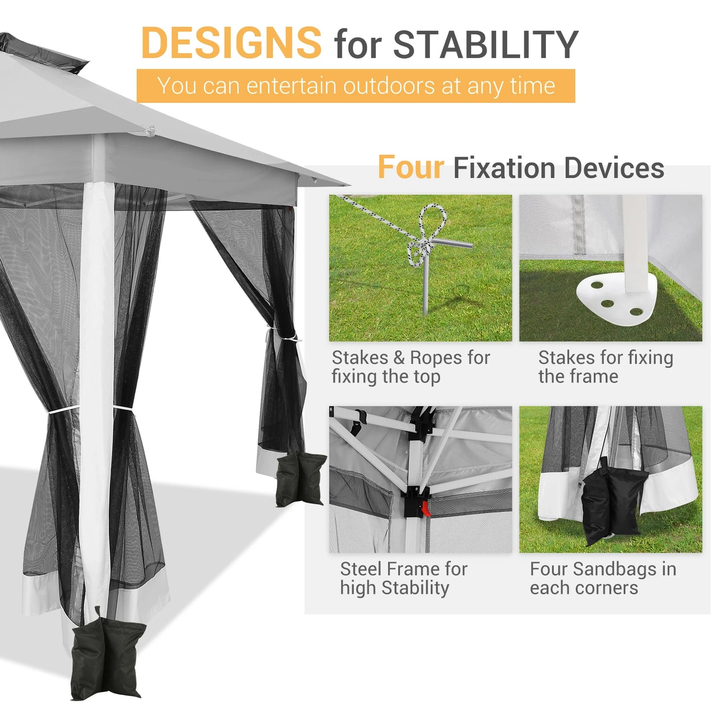 Tooluck Pop Up Gazebo With Mosquito Netting And Sidewalls