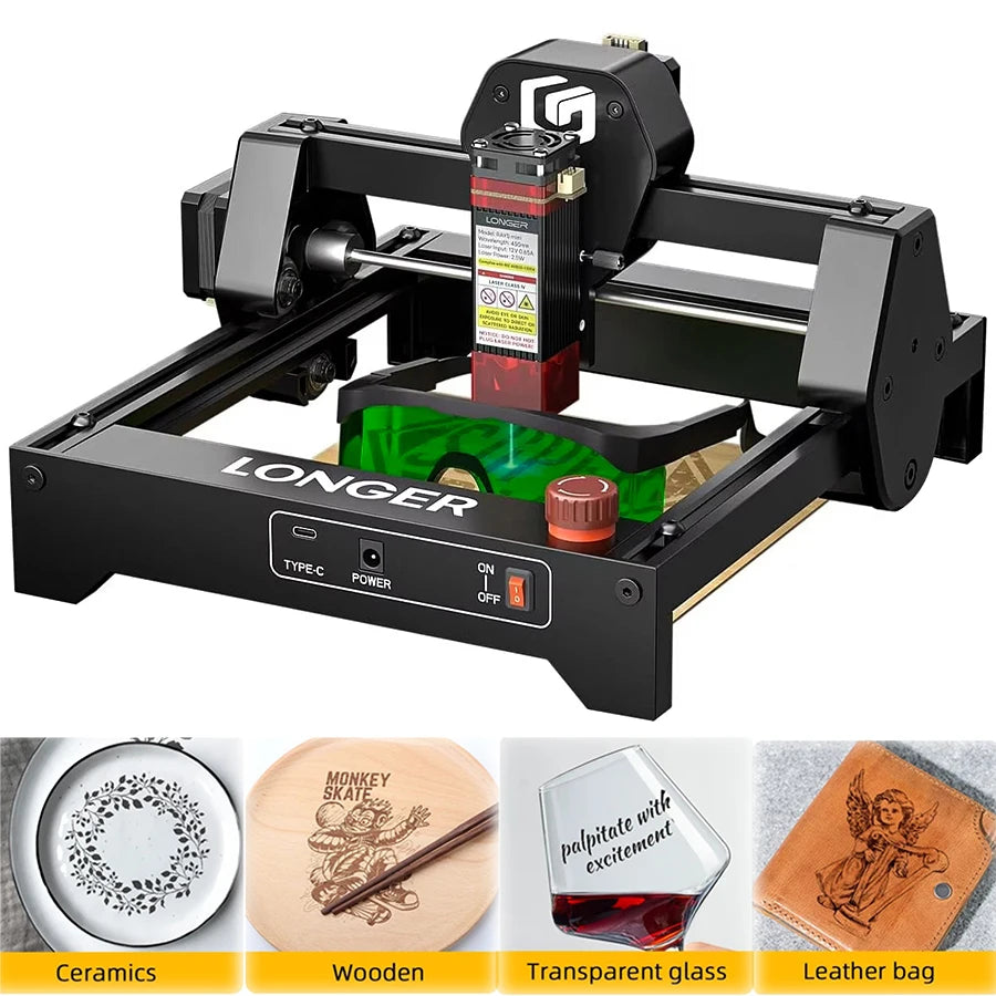 Longer Mini Laser Engraver Portable Cutter For Wood Leather Acrylic