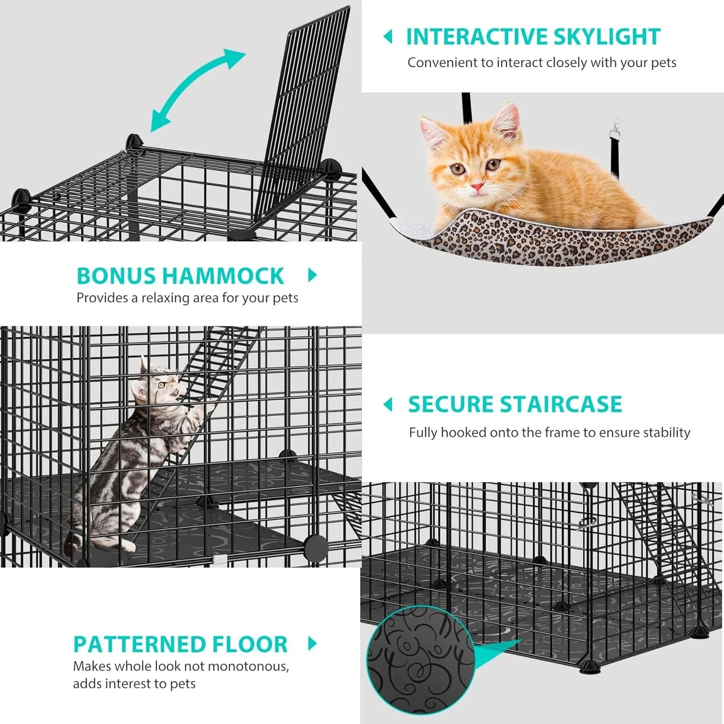 4 Tier Cat Cage Indoor Playpen With Hammock For Cats