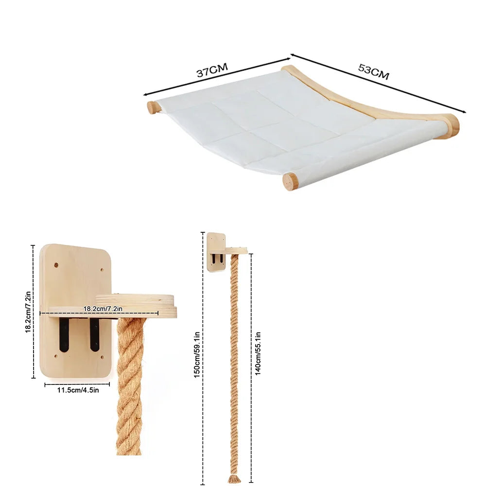 CWV Wall Mounted Cat Hammock and Climbing Shelves Indoor Cats