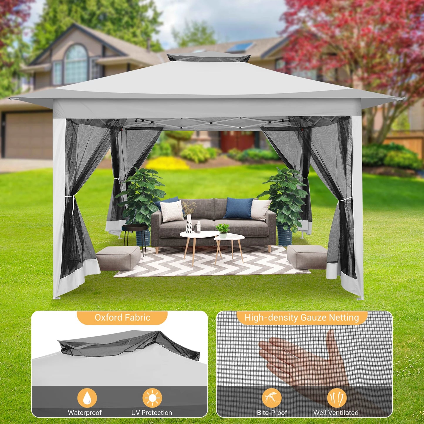 Tooluck Pop Up Gazebo With Mosquito Netting And Sidewalls
