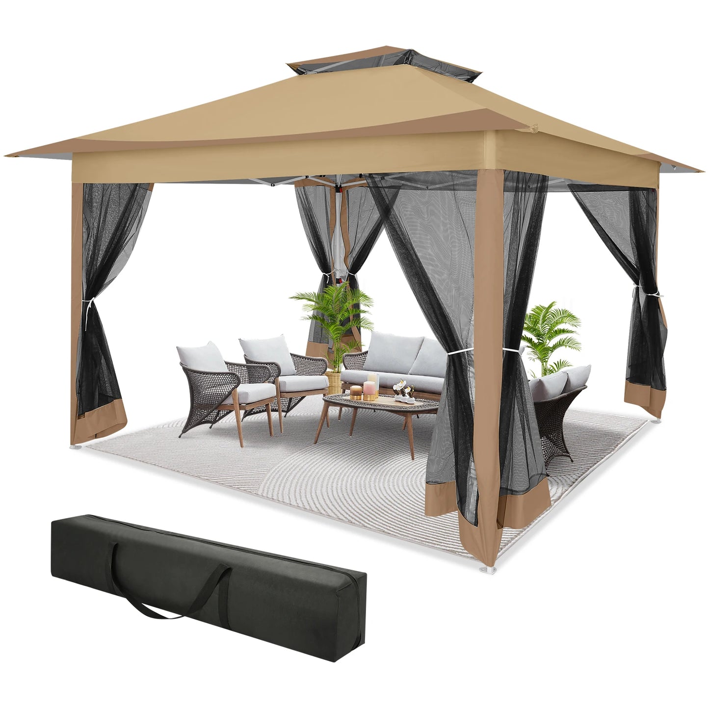 Tooluck Pop Up Gazebo With Mosquito Netting And Sidewalls